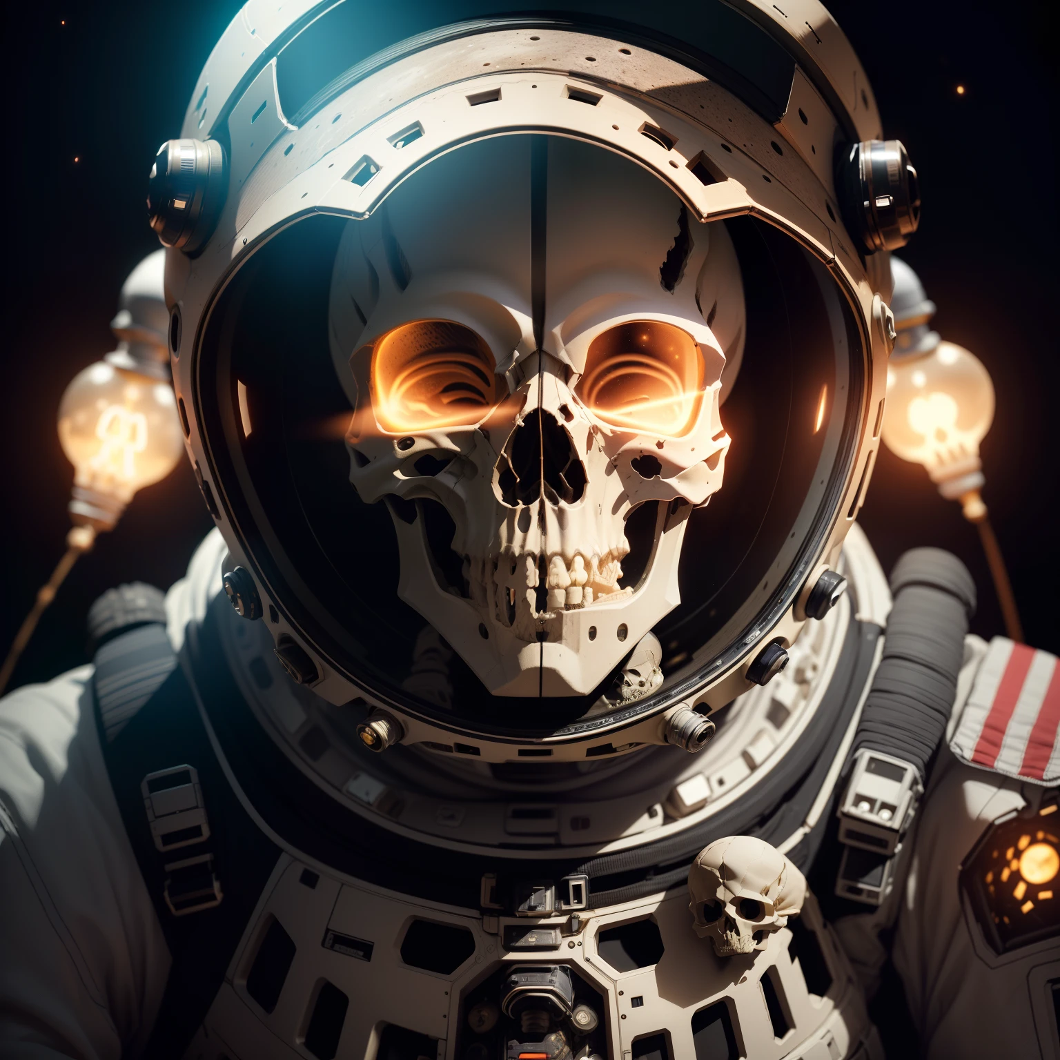 skull with retro style astronaut helmet on white background --auto