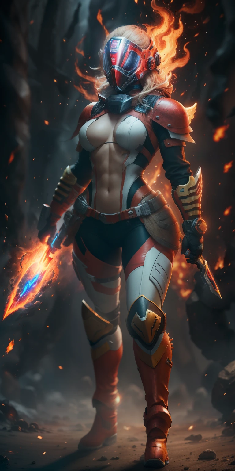 Maximum resolution 8k, la mejor calidad posible, impresionante, elemental de fuego blanco, Plasma Hair Athletic Body, (armadura hecha de plasma que rodean todo su cuerpo: 1.7), guantes y botas, action pose, agregar efecto al final, plasma particles