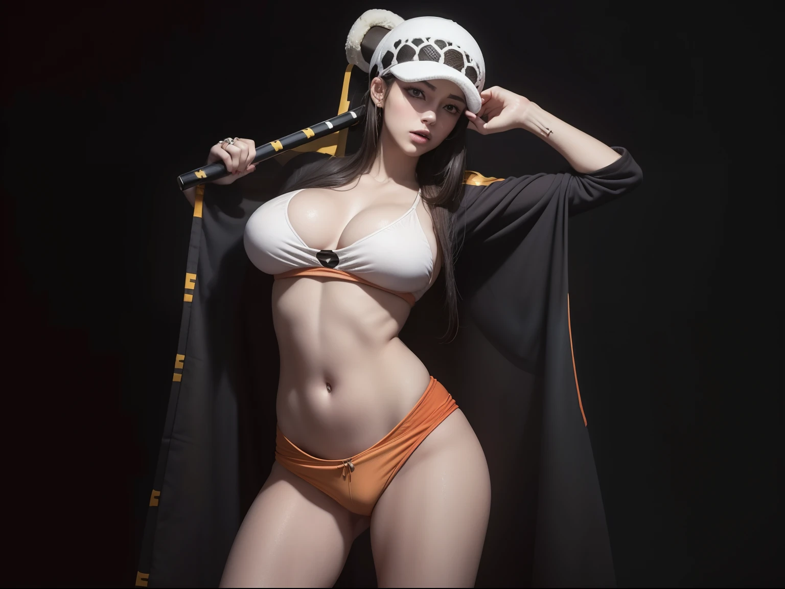 Foto,(((female trafalgar law))),de una sola pieza,Sensual,Pecho grande,  caderas perfectas tetas grandes, muslos grandes y torneados, lleva su ropa ajustada en el (((sobre un fondo vacia vacio))) ((empty dark background)),8k, hiperrealista, todo parece un renderizado de motor irreal ((Vista de cuerpo completo))cuerpo perfecto, pose caliente, Chica J-pop, Como estilo de renderizado de motor irreal, aesthetic, ((pose sexy)) Sorprendentemente hermoso momento sincero, full body vintage aesthetic, cuerpo completo,35mm film feel, 16k, lumen –ar 9:16 –v 5.1 –q 2 –c 6 –style raw Big tits, muslos torneados usa su ropa ajustadacuerpo perfecto, pose caliente, Chica ,sexy big breast hot tits ,en la playa ,Como estilo de renderizado de motor irreal, esthetic, Sorprendentemente hermoso momento sincero, full body vintage aesthetic, cuerpo completo,35mm film feel, 16k, lumen –ar 9:16 –v 5.1 –q 2 –c 6 –style raw
Big, muslos torneados usa su ropa ajustada