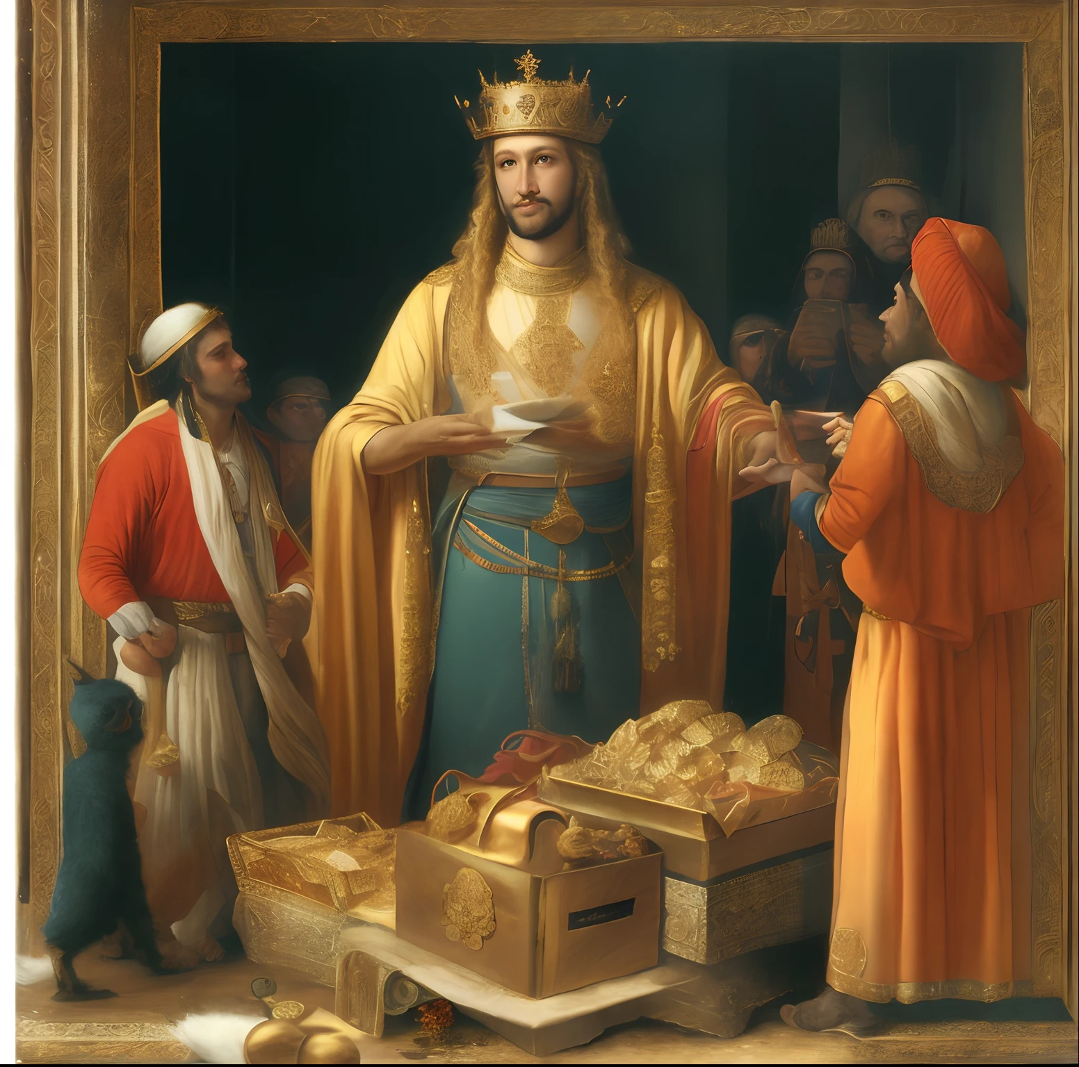 The king gave a large amount of treasure to his servants.
