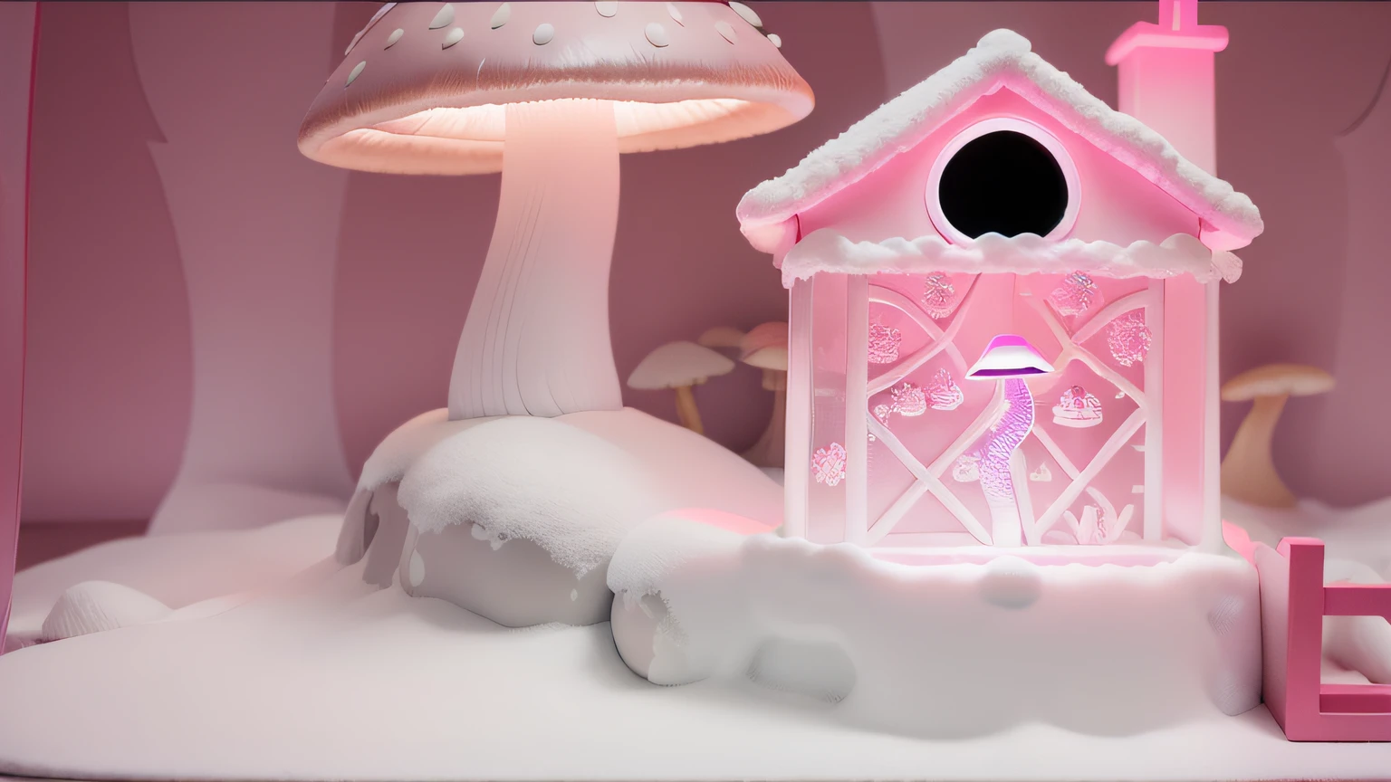 Maquete. mushrooms neon. Maquete. mushrooms neon. Neve branca. Maquete. neon