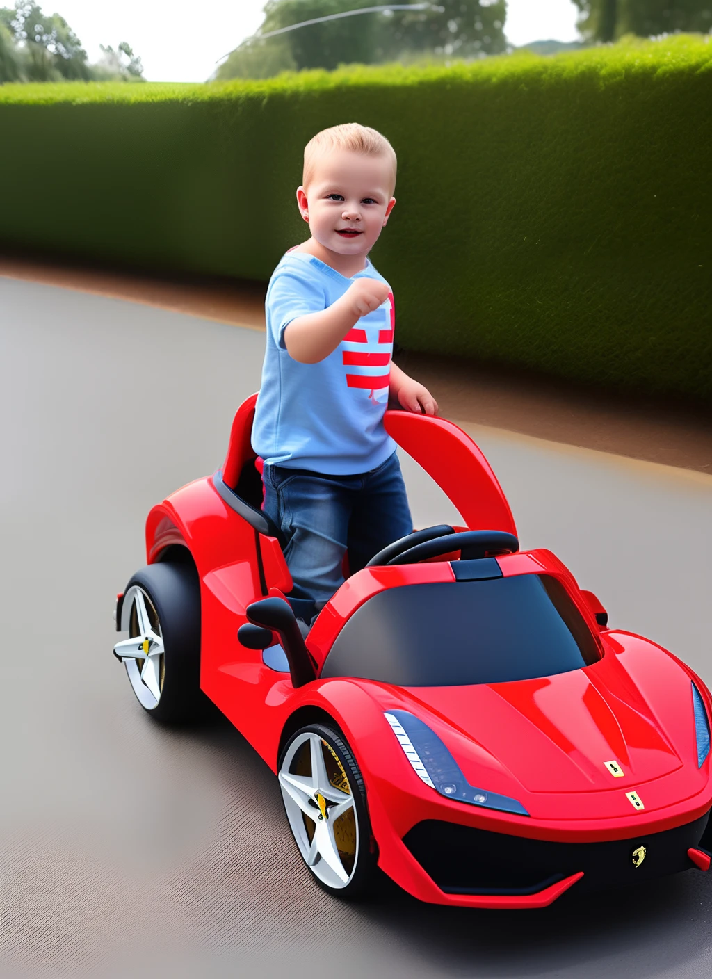 Kids ride Ferrari