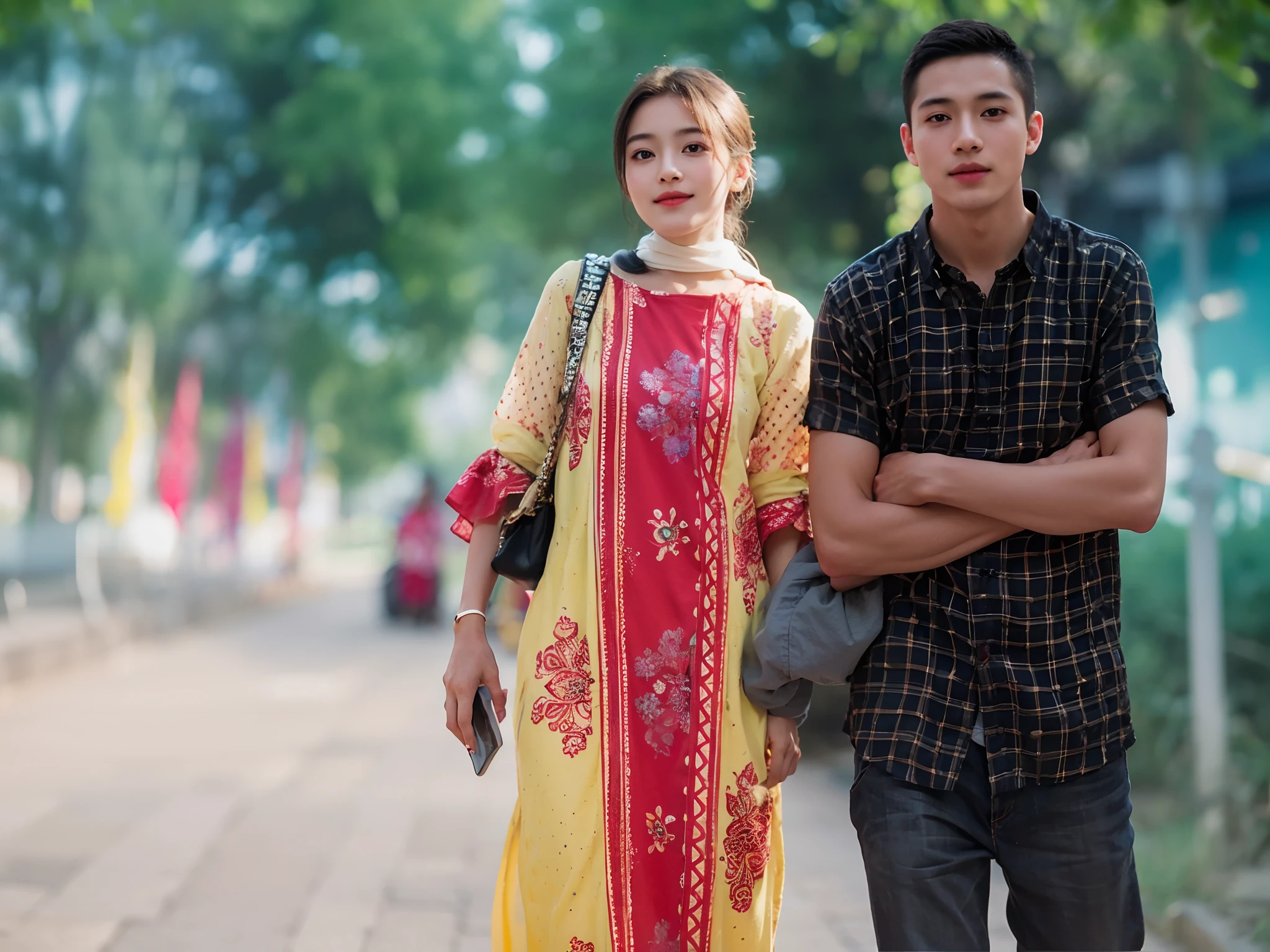 Close-up of faces,1 boy, 1 girl,happy,Delicate face,Smooth skin, ( bokeh, Out of Focus, Soft Lighting, God Ray, UHD)