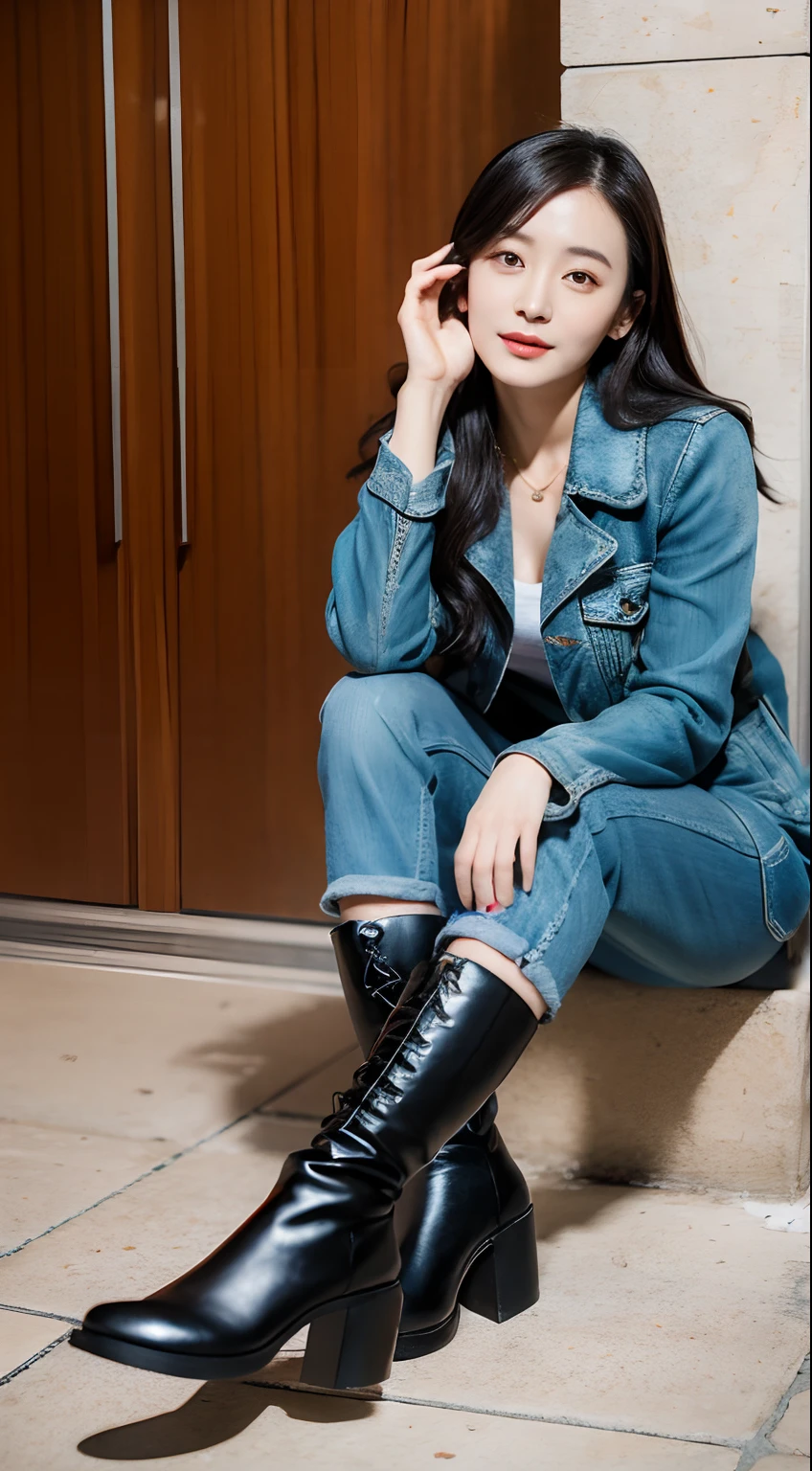 Actress Shen Mengchen wears boots
