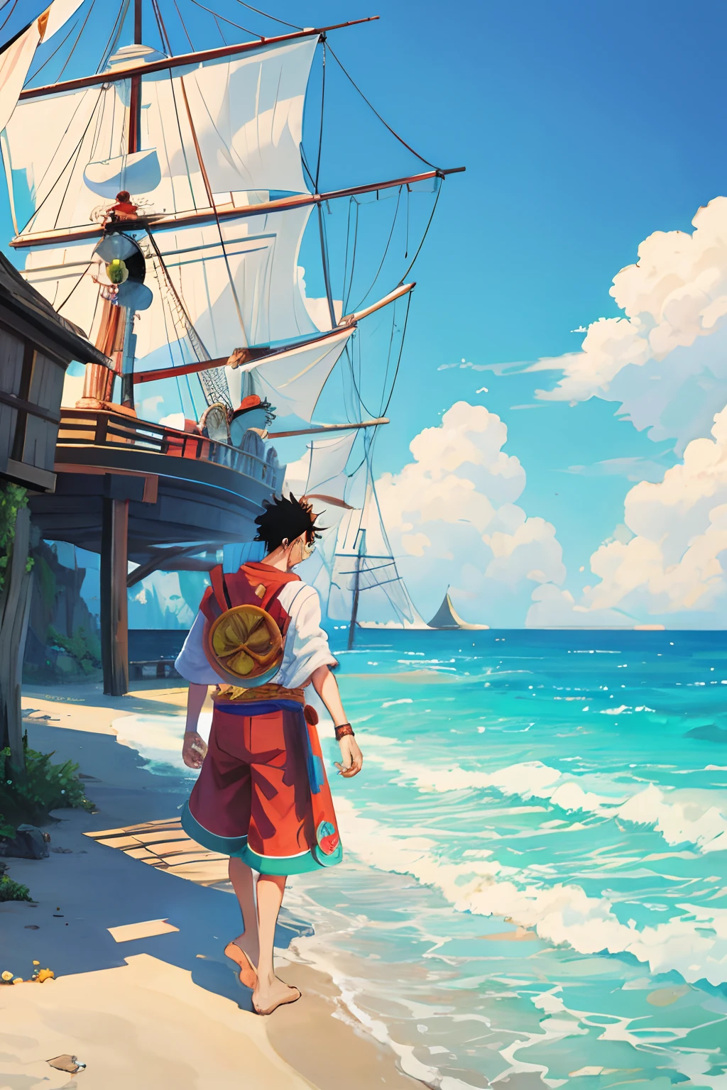 One piece luffy with zoro, ocean