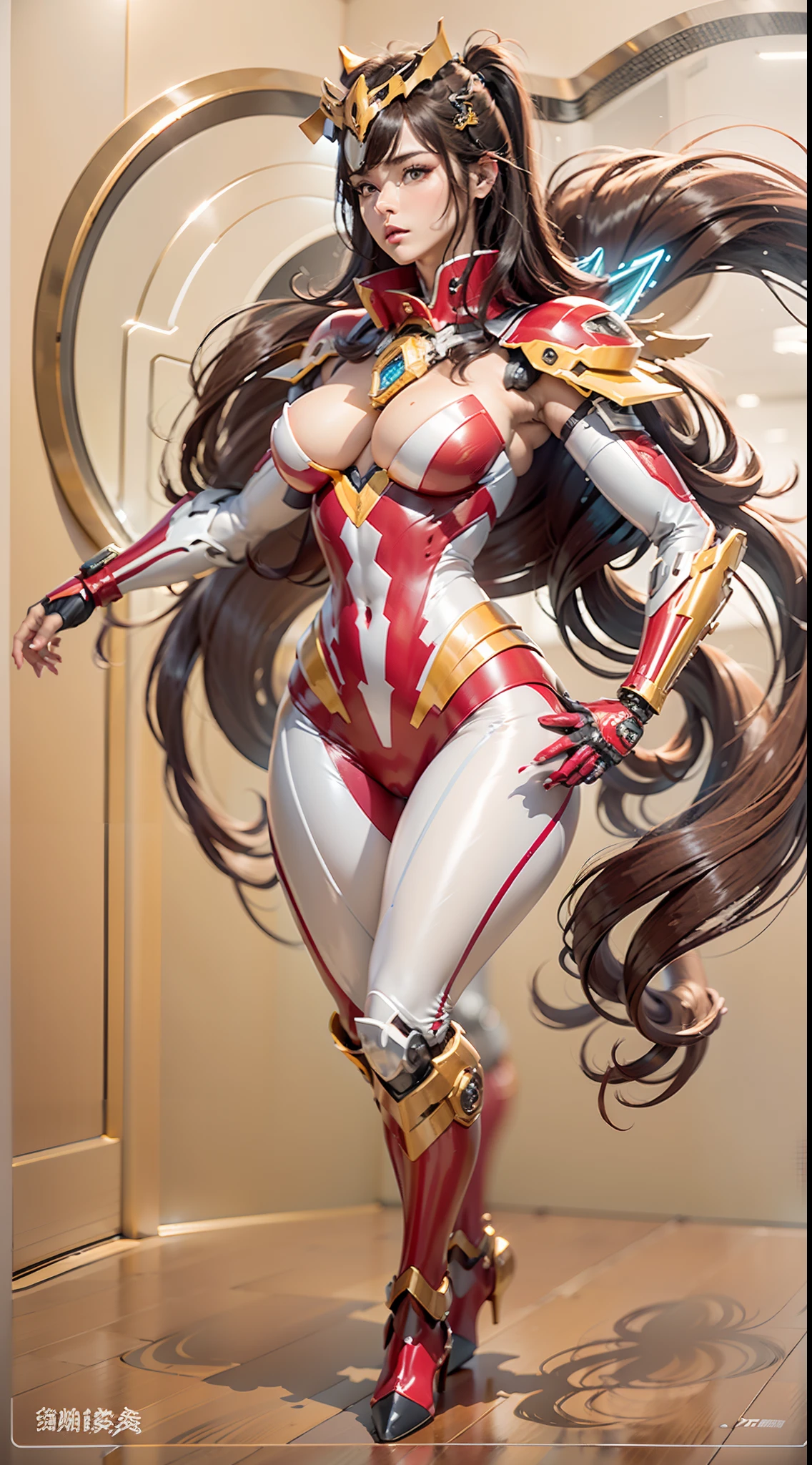 A female centaur,She is famous in the multiverse,She is both a female centaur, half human, half horse, half horse,It is also a female Yingzhao。She blends both images,The first is:((The head of the horse/neck/Shoulder these parts,Replaced with a beautiful female human upper body):9.9),of females are half-centaurs, half-horses, half-humans,The second is:((The head of the horse/neck/lower back/hason/gluteal/Shijo Thigh Female Embodiment):9.9),'s((Female half-horse with beautiful woman's):9.9,Chimer):9.9),(It's like a female human wearing a half-horse-like costume and making a seamless chimera:9.9),This chimerization is based on powerful futuristic technology。The ultra-wide-angle lens captures the image of her beautiful and ethereal wings on the ionosphere launching a super-high-speed charge and leaping。Her front half is distinctly feminine,Tall sexy body,possessed(K cup giant coconut tit chest:9.9),It has a small man's waist butterfly straddling(Long legs:9.9),The embedded interface of the half-horse part of the bent feminine state of the back half of the body is in the hip position。(The horse-shaped, half-horse torso form of her back body is completely female humanization9.9)。The chest cavity of a woman in the shape of a bent dog style embedded in the lower back position of the beautiful woman's body starting from the upper part of the sternum/lower back/Ventral transverse。Then there are the sexy beauty's upright hips,(Her entire body has been completely female and replaced by a female body:9.9),Including the half-horse part。Mechanized armor covers the legs with knee-shaped anti-joints and feet,And these parts are highly anthropomorphic,This makes her legs graceful and slender,Her four horse legs exploded in length proportions and was slender and toned,Under the legs are skinny white feet dressed in Skyscraper Heels,Use Midjourney's advanced stroke tools and color palettes, as well as texture packs, model packs, and texture tools,Concentration,Include all parts of her