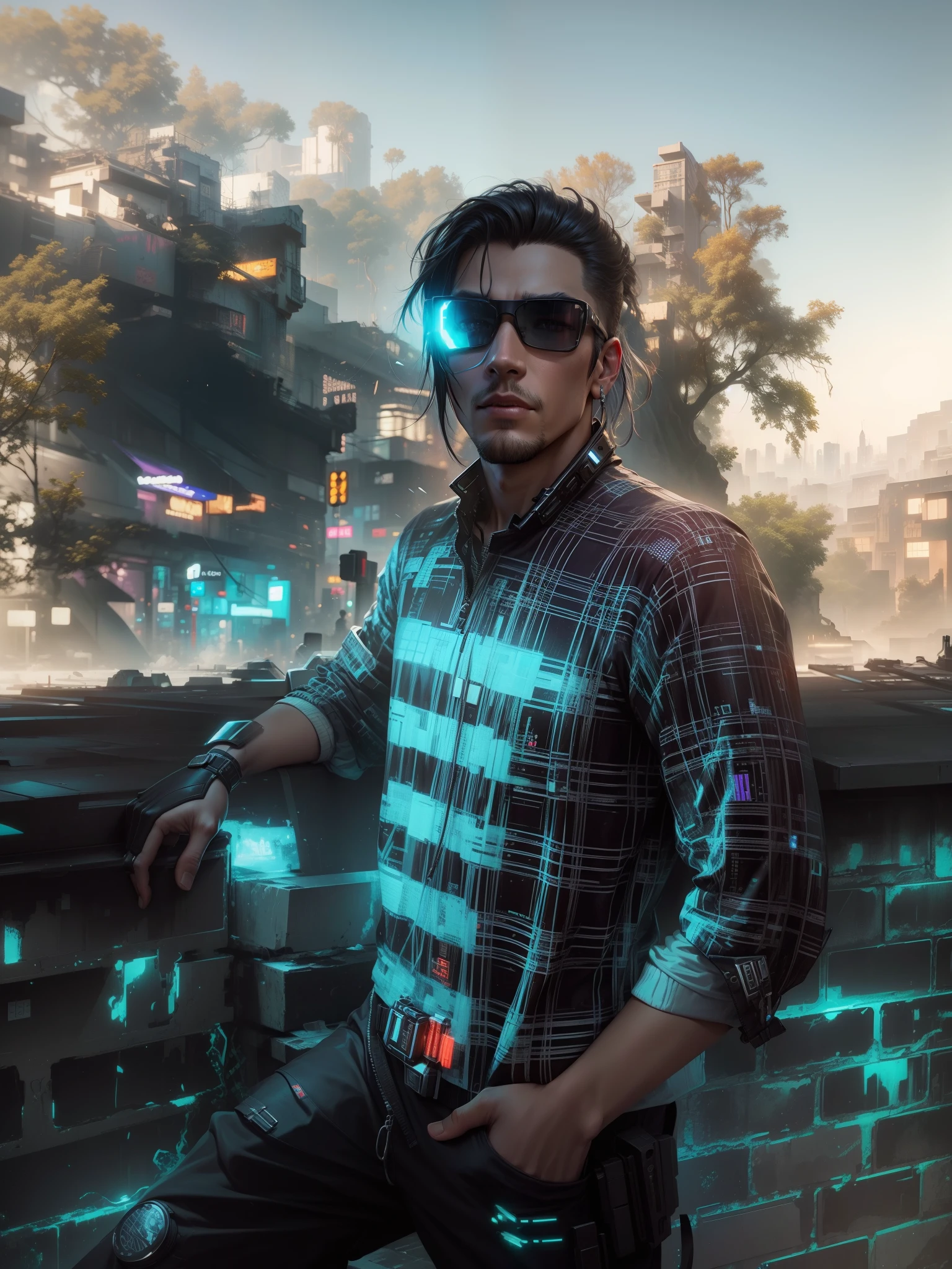 Change background cyberpunk handsome
boy, realistic face,|