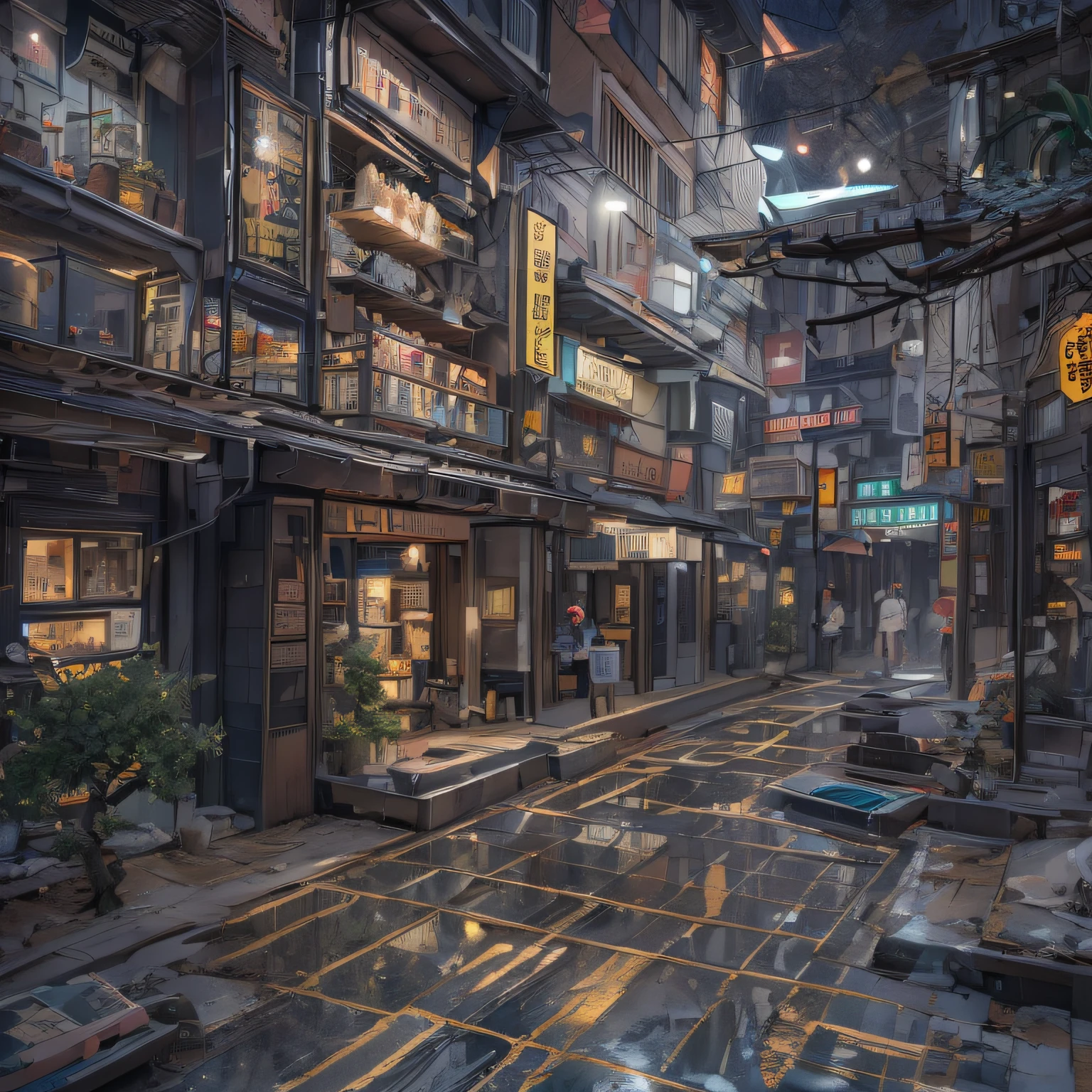 Backstreets,deep in the night,Lunar soil,城市,Gold filigree marble floor,Snowflakes fluttering,Silver Fire Bonsai Cyberpunk,hyper HD,disuse,Nuclear contamination,Serious nuclear contamination,
