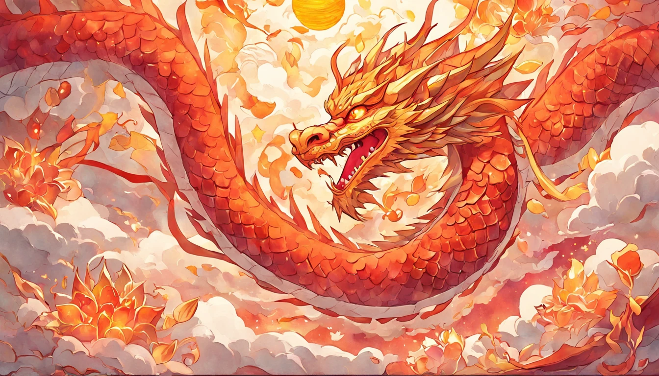 Painting of a dragon with a red tail and a yellow tail - SeaArt AI