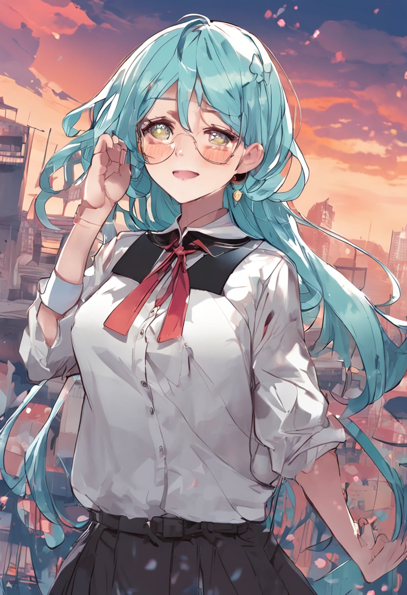 masutepiece、1 beautiful girl、Beautifully detailed eyes、beautidful eyes、Colorful color scheme、Colorful Hair Color、concept-art、Cute Pose、Dynamic camera angles、cute smile face、8K Illustration、Top image quality、top-quality
