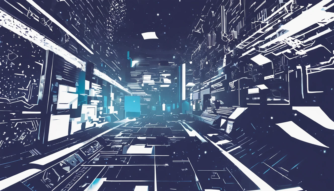Design a background for a concert,It comes in blue and white,The base color is white,The font uses blue,Elements include the starry sky,cyber punk style,A large area of white space is left in the center of the picture。