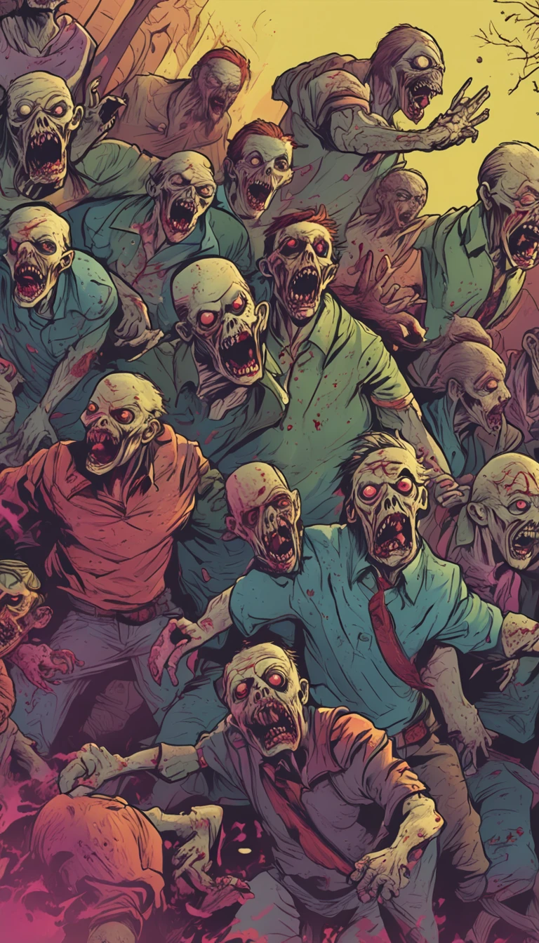 A group of zombies chasing one