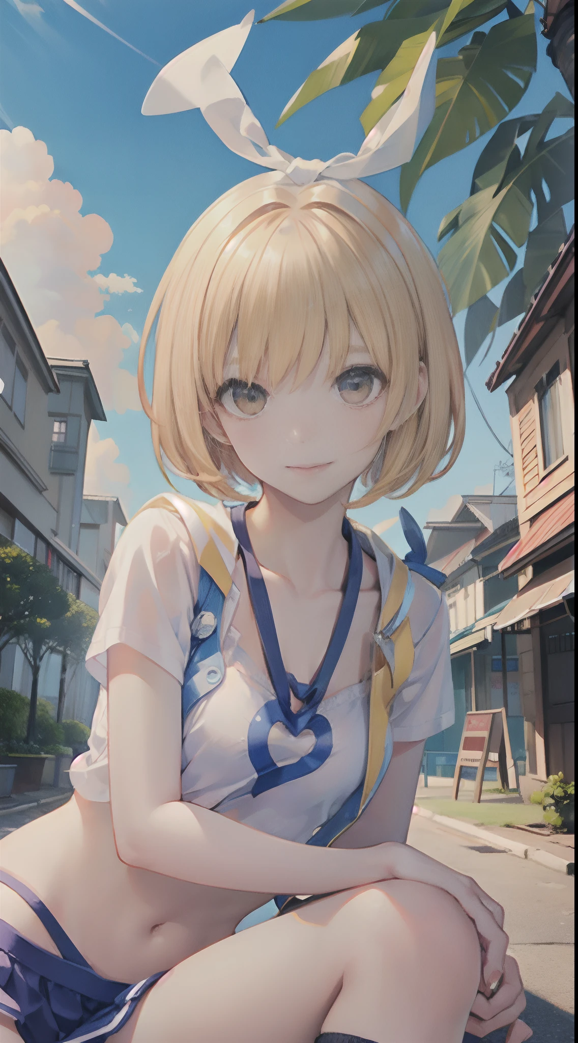 (masterpiece),(intricate details),1girl,mature female,bob cut,,pale skin,large breasts:1.49, brown eyes,smile
BREAK
school uniform,ribborn,pleated skirt
thick thighs:0.5, plump:0.5,((baggy socks,converse)),
((lying on the anywhere)),((upper body,portrait)),from below:1.2,depth of field,looking at viewer
BREAK
jungle,spring water,fog,((cumulonimbus))