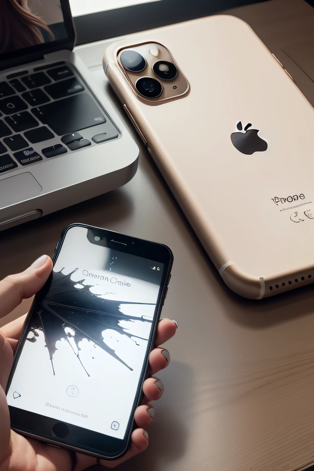 celular iphone com a bateria desgrada, danificado em cima de uma mesa