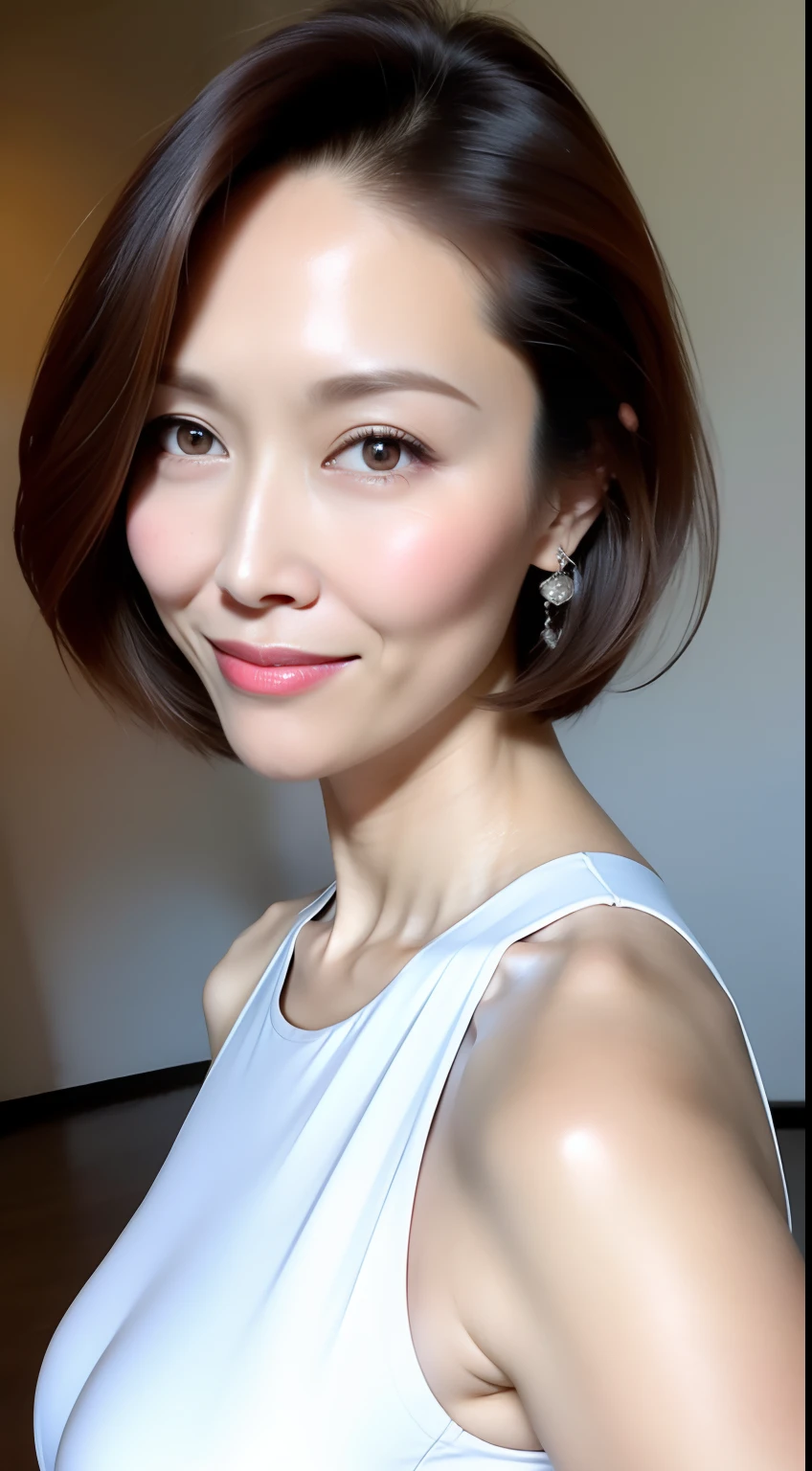 home tutor、Woman in suit、Shorthair、(Colossal tits:1.3)、(​masterpiece、top-quality)、((40 year old woman:1.2))、Young adorable Japan face, dewy skin, Soft portrait shots,8K,、very extremely beautiful、no bra