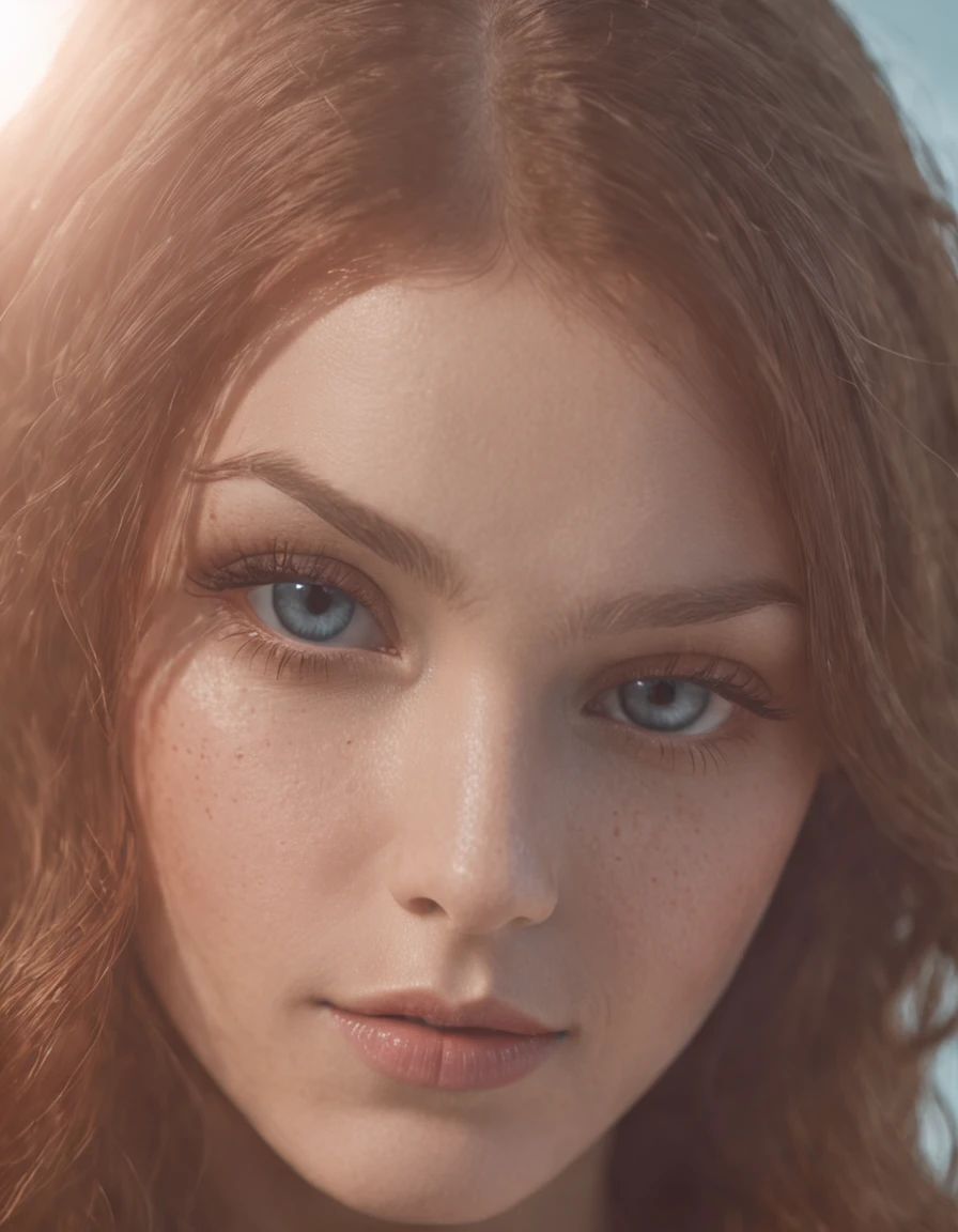 ocean floor，1girll，Floating hair，Eyes with stories，looks into camera，Hair flows in water，Full body like，1 giant koi， Buble，airbubble， Under the water， The sun refracts light， dingdall effect，8K, Super meticulous, Best quality, Masterpiece, Photorealsitic，skin textures