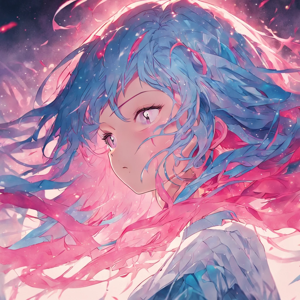 (White background:1.4),(Silhouette of a girl's head, Eyes closed, Long pink blue hair, Oriental elements)，(Chinese illustration:1.3，paper art:1.3, Quilted paper art:1.2),( reasonable design, Clear lines, High sharpness,Best quality, Very detailed, Masterpiece, movie light effect, 4K )