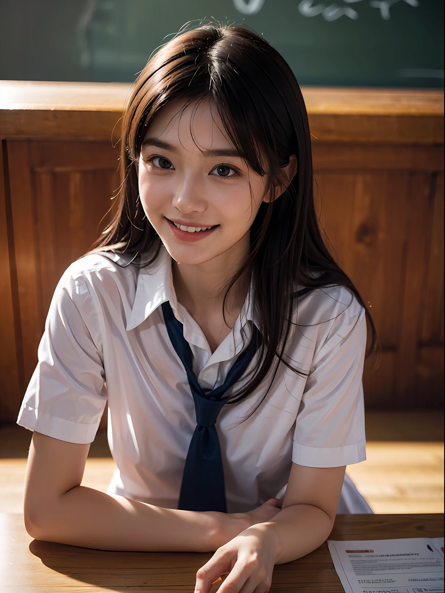 1girl, solo,(best quality),(masterpiece:1.1), full body, looking_at_viewer, dynamic angle, school uniform, cute, clear facial skin,