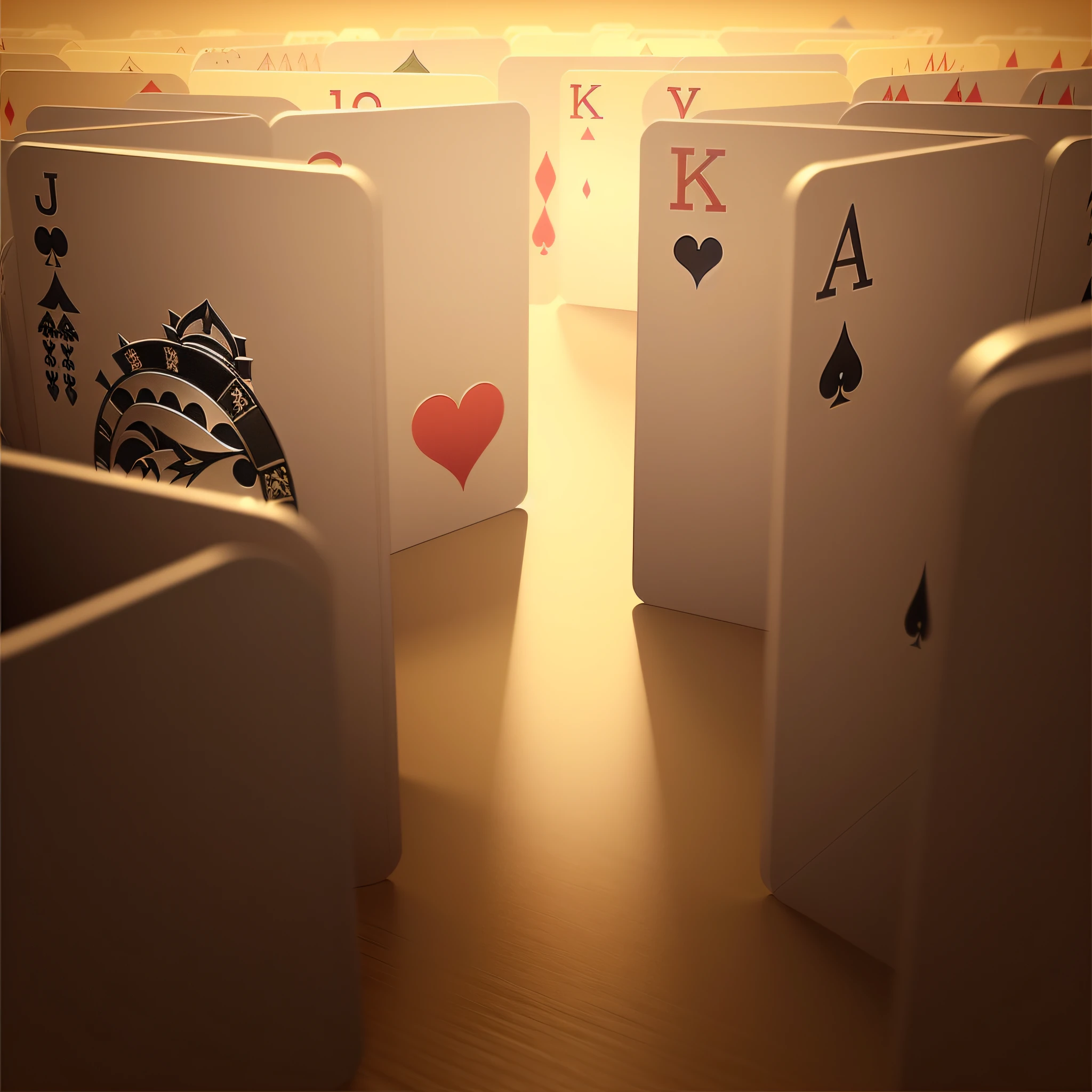 Cards line the floor, beautiful 3d concept art, Cards, poggers, C 4 D ", 3 d epic illustrations, Playing cards, card game illustration, 3d with depth of field, card art, rendered in cinema 4 d, Rendered in Cinema4D, stunning photo real concept art, realistic cinema 4 d render，Blue light and shadow effects