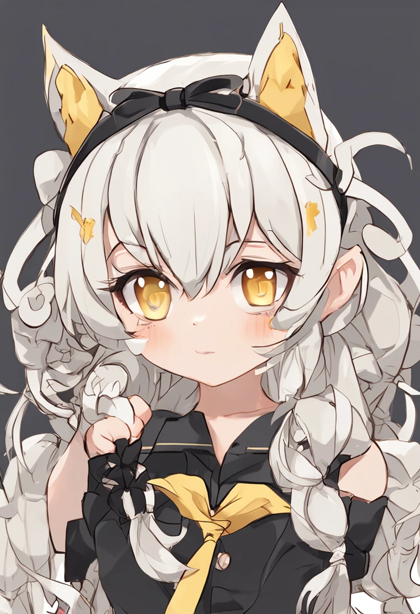 A cartoon cat girl with bow and dress, Cute!! cat woman, cute anime catgirl, Anime Catwoman anime moe art style, Little Curve Loli Wolf Girl Yellow White Hair Yellow White Hair Yellow White Hair Small Wing Headgear Small Wing Headgear Little Wing Headgear Cute Clear facial features Clear fingers Cute