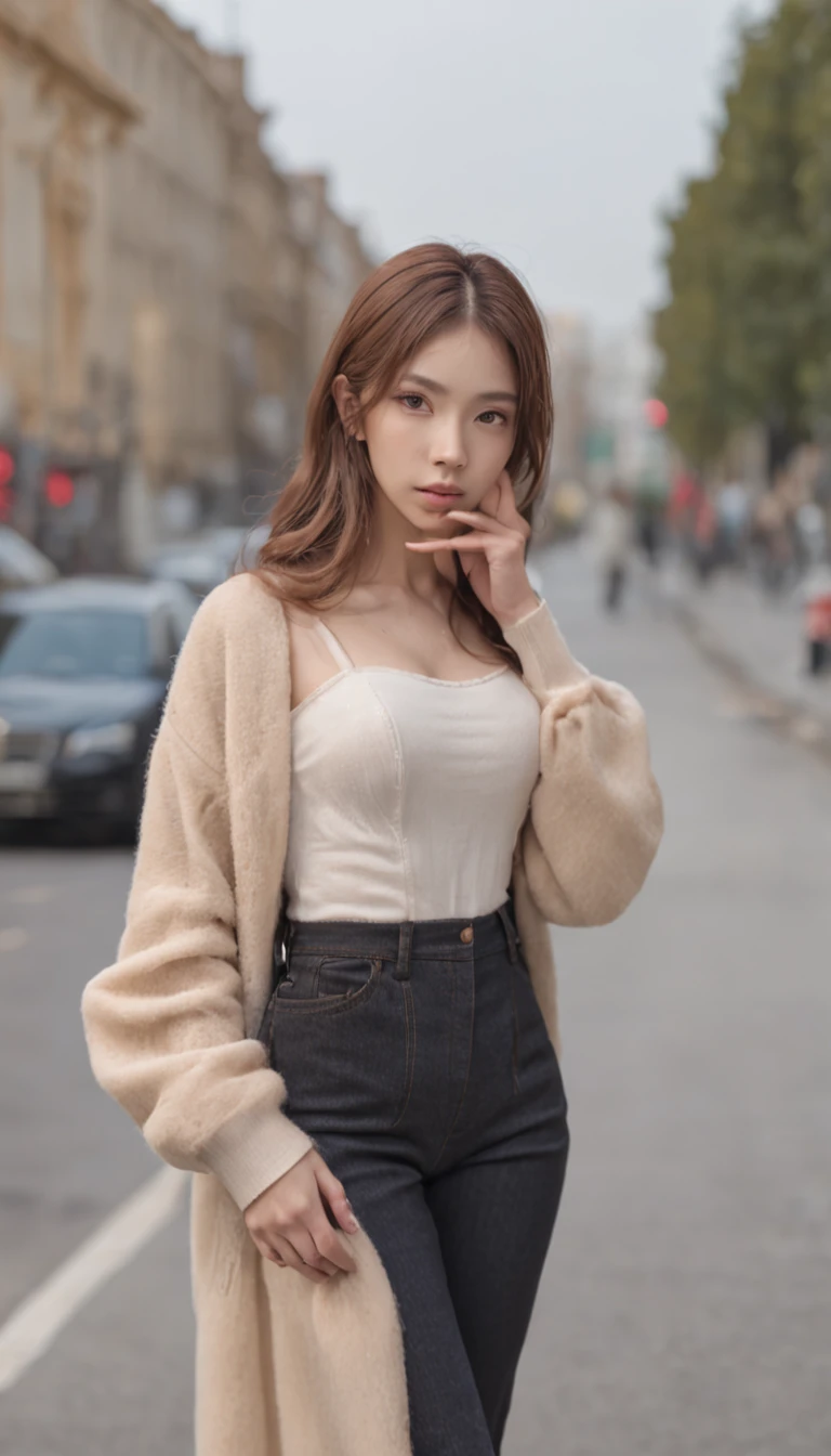 Real Photographics,Trendy girl,street snap,Business career set,high-heels,of a real,(full body Esbian:1.5),depth of fields,Highlight,Real light,Ray traching,oc rendered,Hyper-realistic,best qualtiy,8K,Works of masters,super-fine,Detailed pubic hair,Correct anatomy,sharp focus on eyes,Bokeh,Carefully drawn facial features