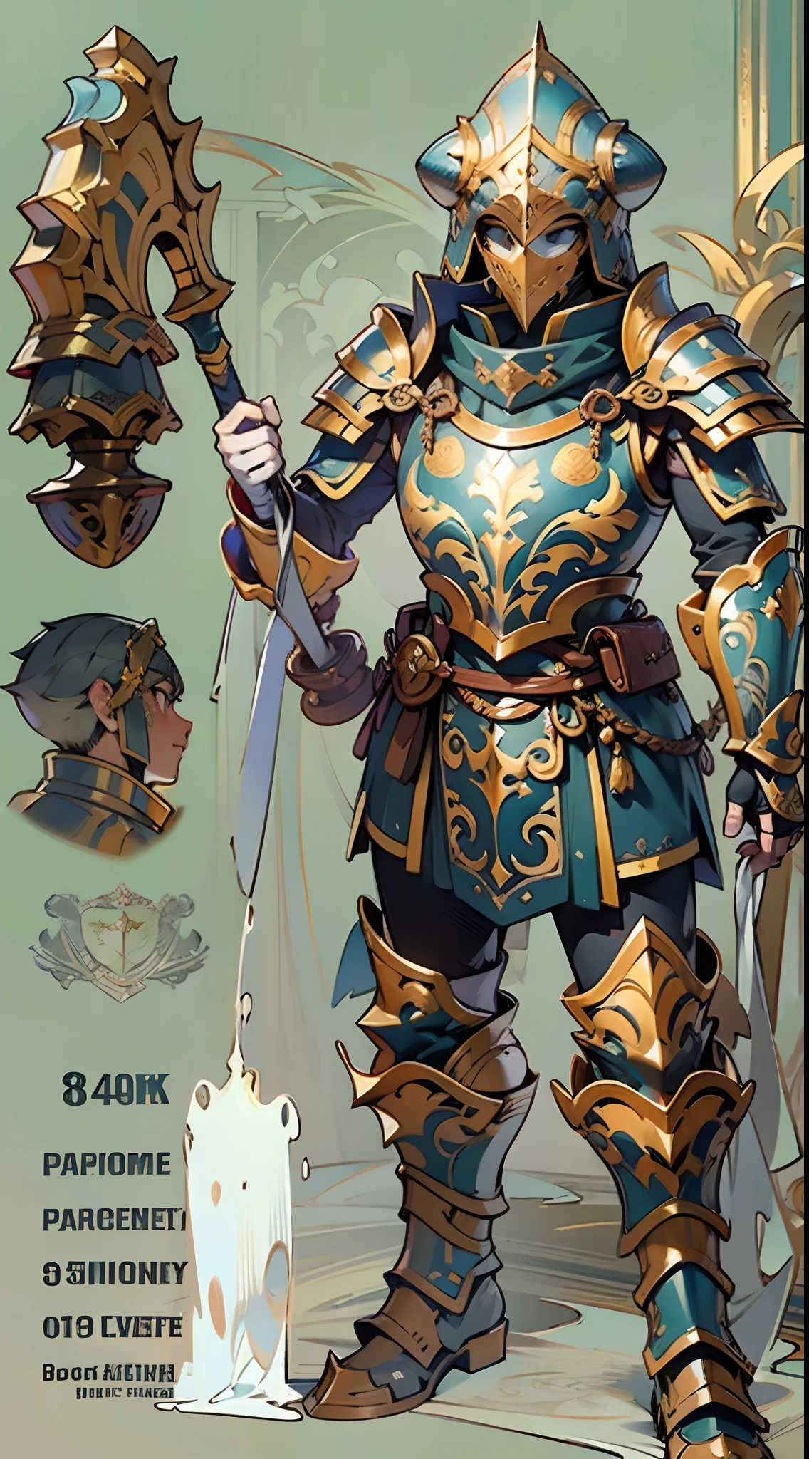 Game character design,holy paladin,Quaint and heavy armor wraps the entire body,shelmet,Holding a stout and ornate scepter,heavy boots,(full bodyesbian:1.4),frontage,solid color backdrop,clean backdrop,depth of fields,high light,Real light,Ray traching,oc rendered,Hyper-realistic,best qualtiy,8K,Works of masters,super-fine,Detailed pubic hair,Correct anatomy,Bokeh,Facial features are carefully depicted