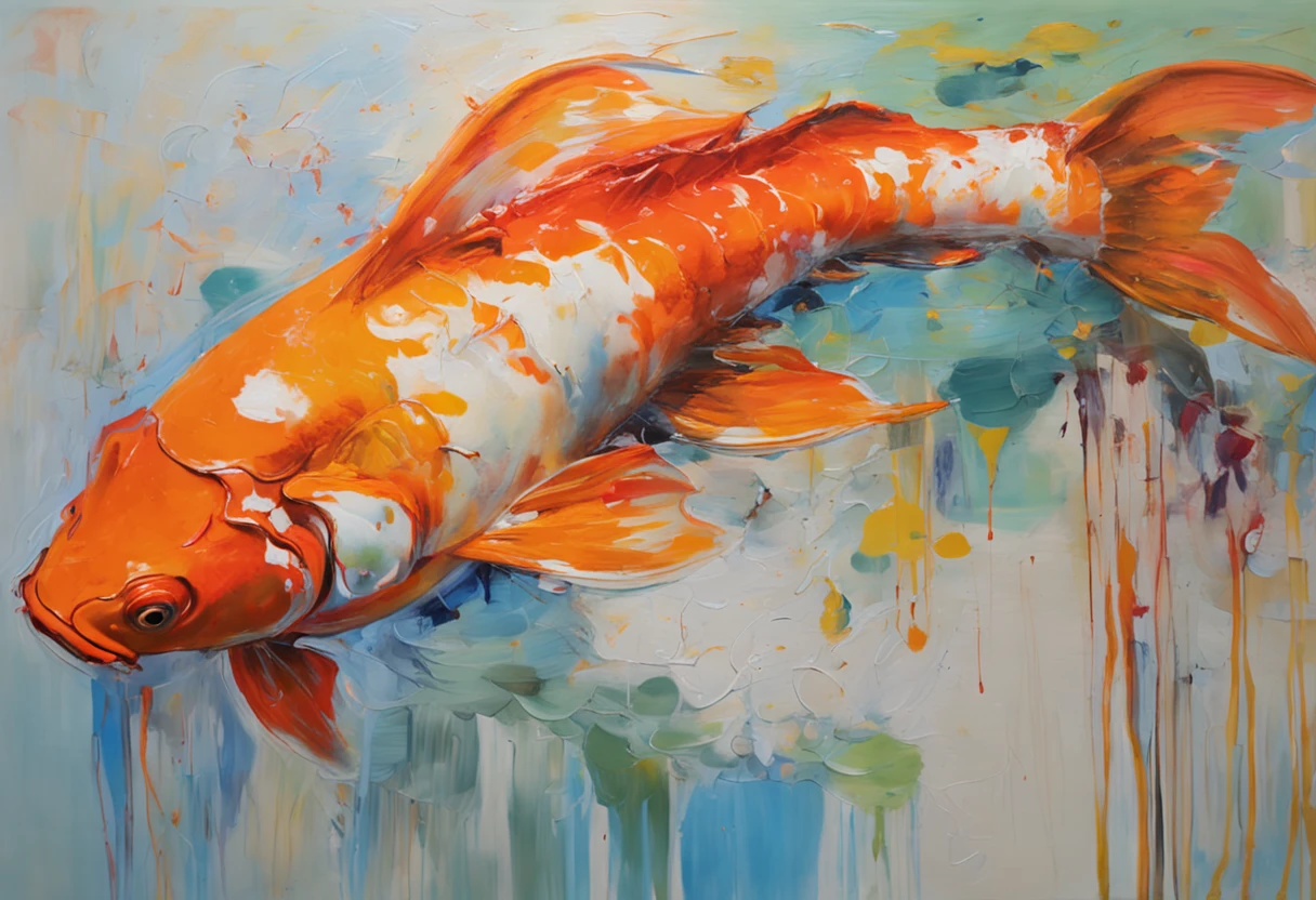 Koi swimming girl in the air,Long messy hair,The waves chase life,depth of fields,high light,Real light,Ray traching,oc rendered,Hyper-realistic,best qualtiy,8K,Works of masters,super-fine,Detailed pubic hair,Correct anatomy,Bokeh,Facial features are carefully depicted