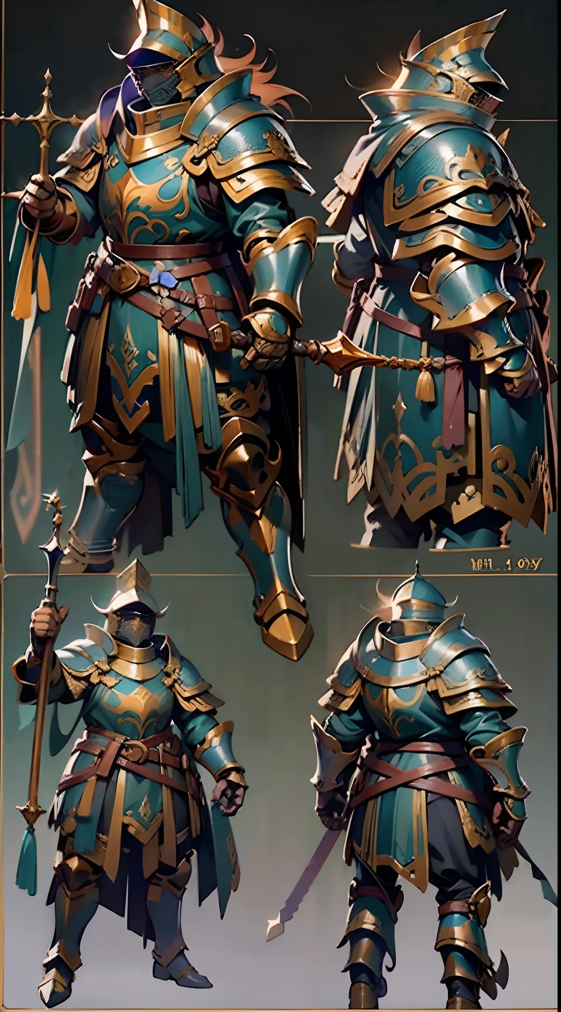 Game character design,holy paladin,Quaint and heavy armor wraps the entire body,shelmet,Holding a stout and ornate scepter,heavy boots,(full bodyesbian:1.4),frontage,solid color backdrop,clean backdrop,depth of fields,high light,Real light,Ray traching,oc rendered,Hyper-realistic,best qualtiy,8K,Works of masters,super-fine,Detailed pubic hair,Correct anatomy,