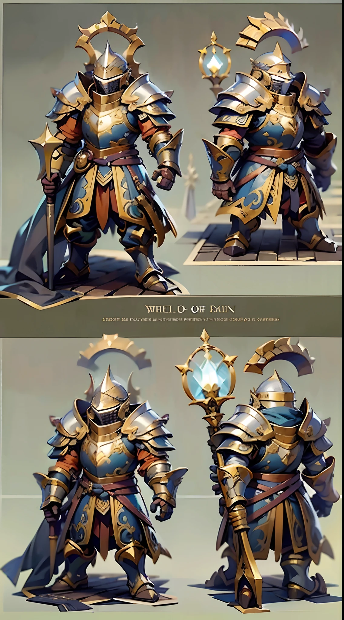 Game character design,holy paladin,Quaint and heavy armor wraps the entire body,shelmet,Holding a stout and ornate scepter,heavy boots,(full bodyesbian:1.4),frontage,solid color backdrop,clean backdrop,depth of fields,high light,Real light,Ray traching,oc rendered,Hyper-realistic,best qualtiy,8K,Works of masters,super-fine,Detailed pubic hair,Correct anatomy,