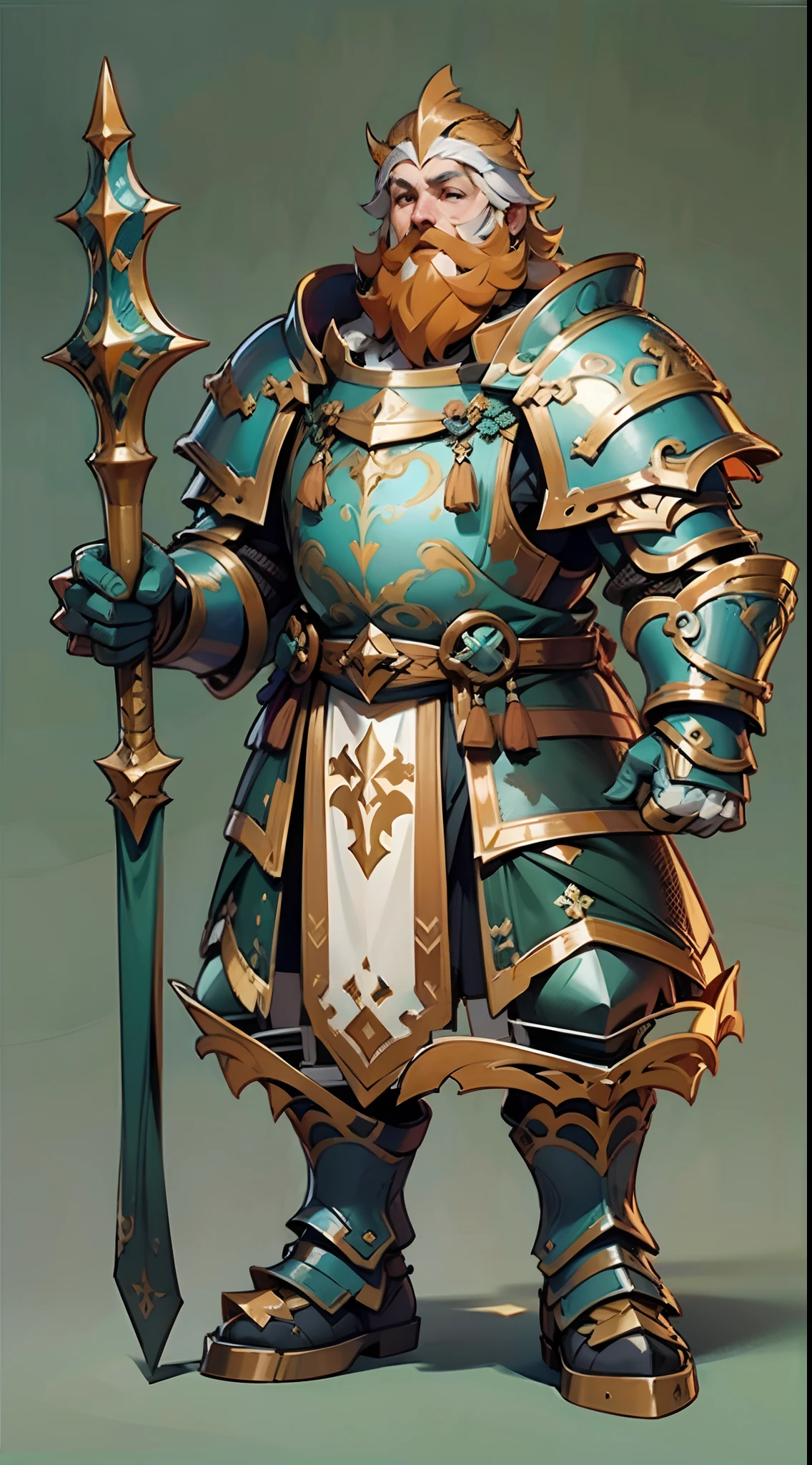 Game character design,holy paladin,Quaint and heavy armor wraps the entire body,shelmet,Holding a stout and ornate scepter,heavy boots,(full bodyesbian:1.4),on back,solid color backdrop,clean backdrop,depth of fields,high light,Real light,Ray traching,oc rendered,Hyper-realistic,best qualtiy,8K,Works of masters,super-fine,Detailed pubic hair,Correct anatomy,Bokeh,Facial features are carefully depicted