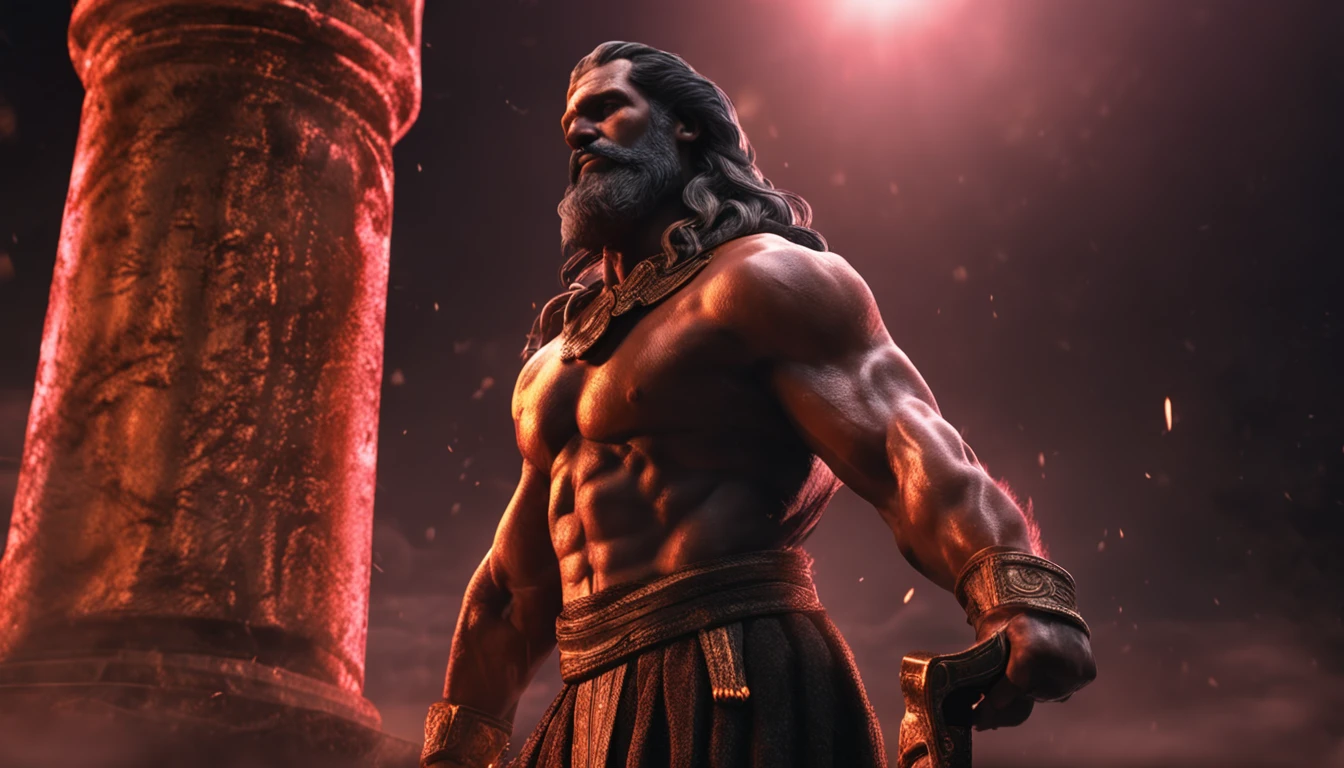 Stock Gricki Stoic
which is the historical Greek status with
Hercules-style profile muscles
Cinematic 8k and dark background
