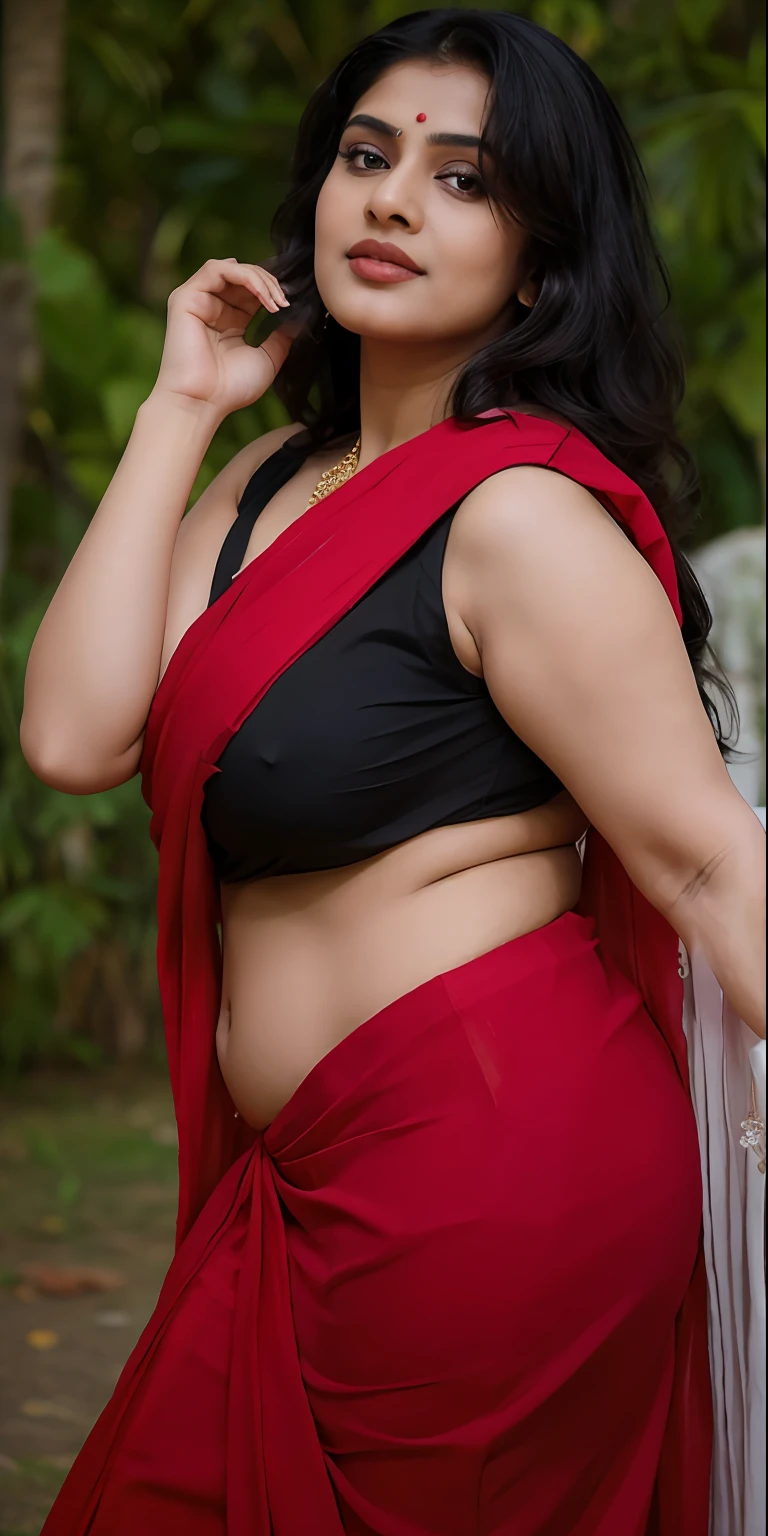Photographic recreation shoot Inspired from art by mohanan manimala, best quality, modelshoot, profile photoshoot, mastershot, model photography, retouched, movie stills shoot, modelshoot Inspired by art of mohanan manimala, revealing clothes, her exposed charming figure, appealing physique, pale skin, Beautiful lady, extremely gorgeous woman, mallu traditional wear, party wear, summer party wear, designer saree, Saree queen, sexy woman, wedding party wear, hot sleeveless blouse, sexy designer dress, designer blouse, braless, hot party wear, spotless skin, designer sari, fashion saree, 45 years old, wearing palla, Indian traditional bandeau crop top bra, huge breast, milk tank, mallu woman, mallu actress, mallu aunty, mallu sari model, mallu actress, lusty, perfect thick body, fleshy figure, highly detailed, intricate, flawless, drooping figure, seductive expression, beautiful face, juicy figure, perfect face, perfect eyes, perfect fingers, round shaped face, curvy, skin texture, hot, small hairs on armpits visible, unshaved underarm, armpit crease, captivating, lusty, charming, attractive figure, mature woman, Kerala model, Kerala actress, nails can be hidden, queen of Lust, no armbands in her hand,