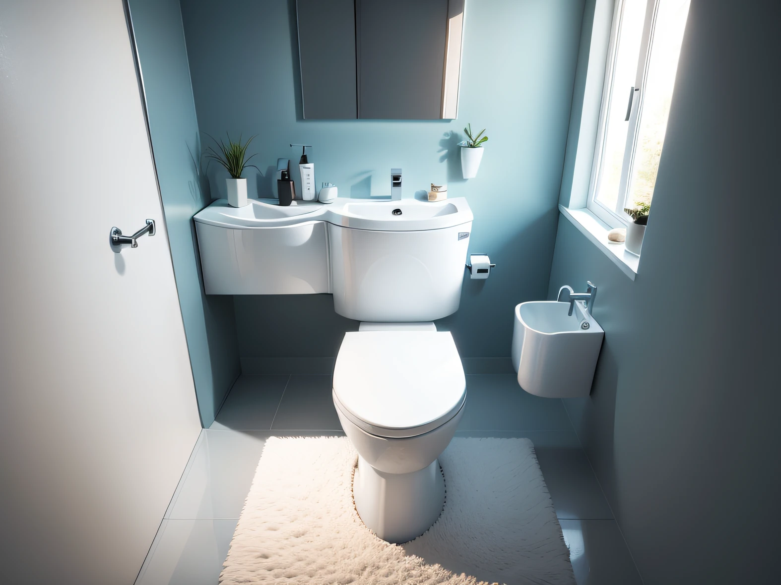 white toilet sitting under a sink in a bathroom, Clean, smooth, crisp lines, Crisp and clean shapes, Minimalista moderno, simplista, perfect design, Serene emotion, blanco elegante, sense of depth, Imagen detallada, miniatura, slick design, Minimalismo elegante, minimalist design, Minimalista moderno F 2 0 limpio, Dezeen, s clean lines