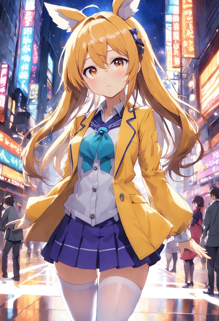 Agnes Tachyon、Uma Musume Pretty Derby、Manteau blanc、Yellow Blazer、Moe Sleeve、tights、a miniskirt