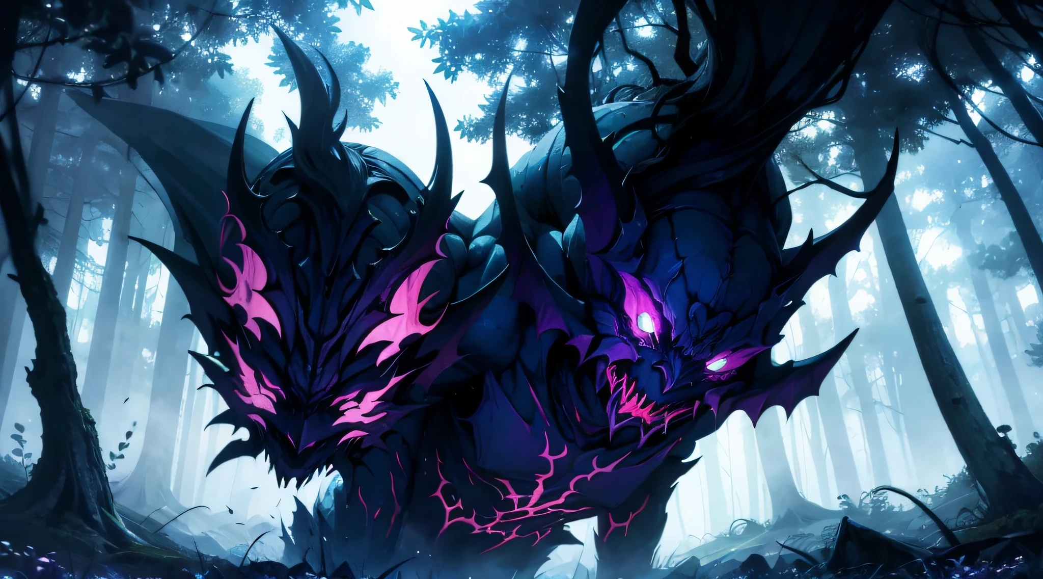 Close up, eltrich demonic entity in a dark forest