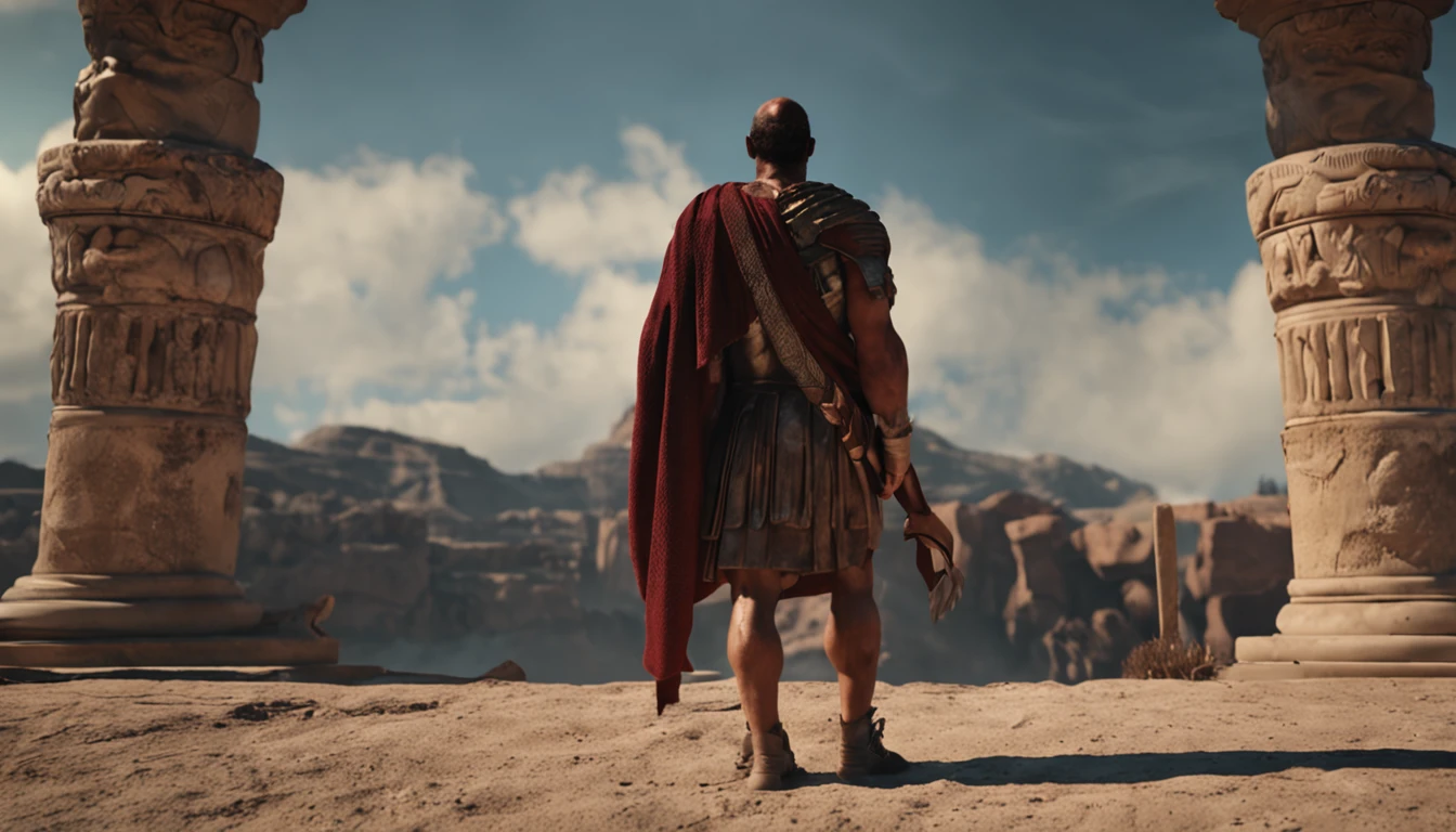 Stock Gricki Stoic
which is the historical Greek status with
Hercules-style profile muscles
Cinematic 8k and dark background