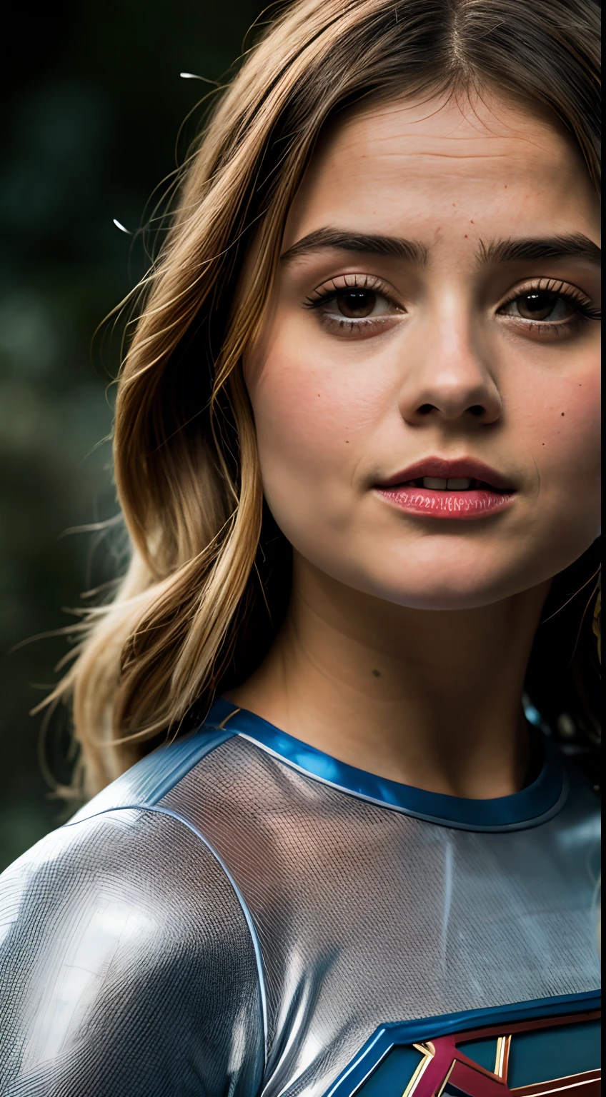 Foto RAW, jenna coleman como Supergirl, Amarada by Alien with wet tentacolli and thick white semi transparent liquid,on the liquid face coming out of your mouth,(pele altamente detalhada: 1.2), 8k UHD, DSLR, soft-lighting, alta qualidade, grain of film, Fujifilm XT3