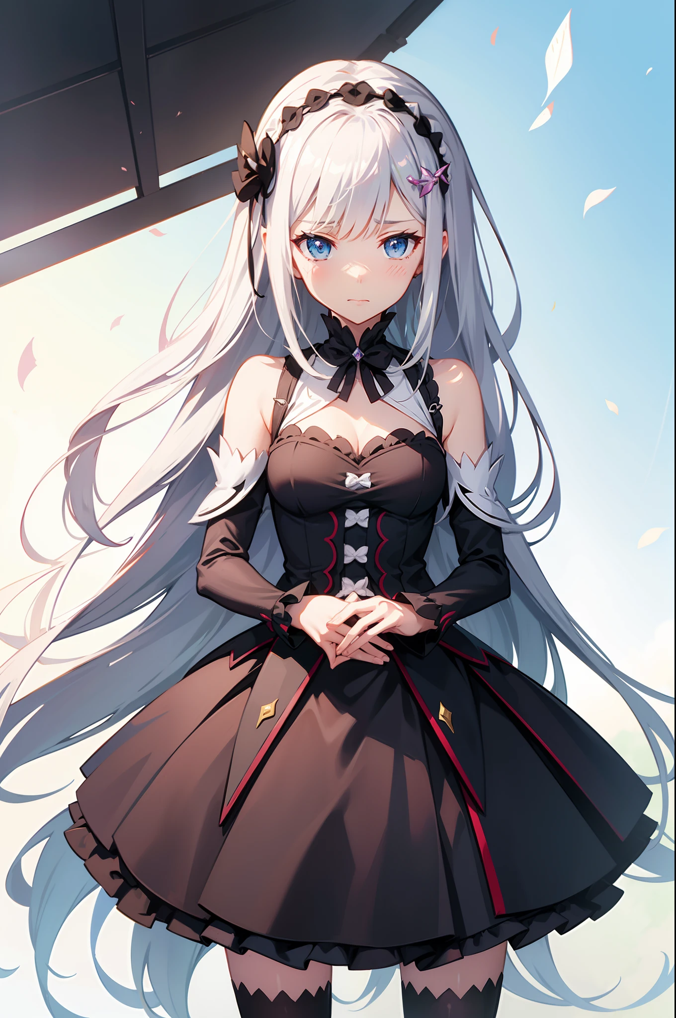 Emilia Re:Zero kara Hajimeru Isekai Seikatsu, shame face, battlesuit