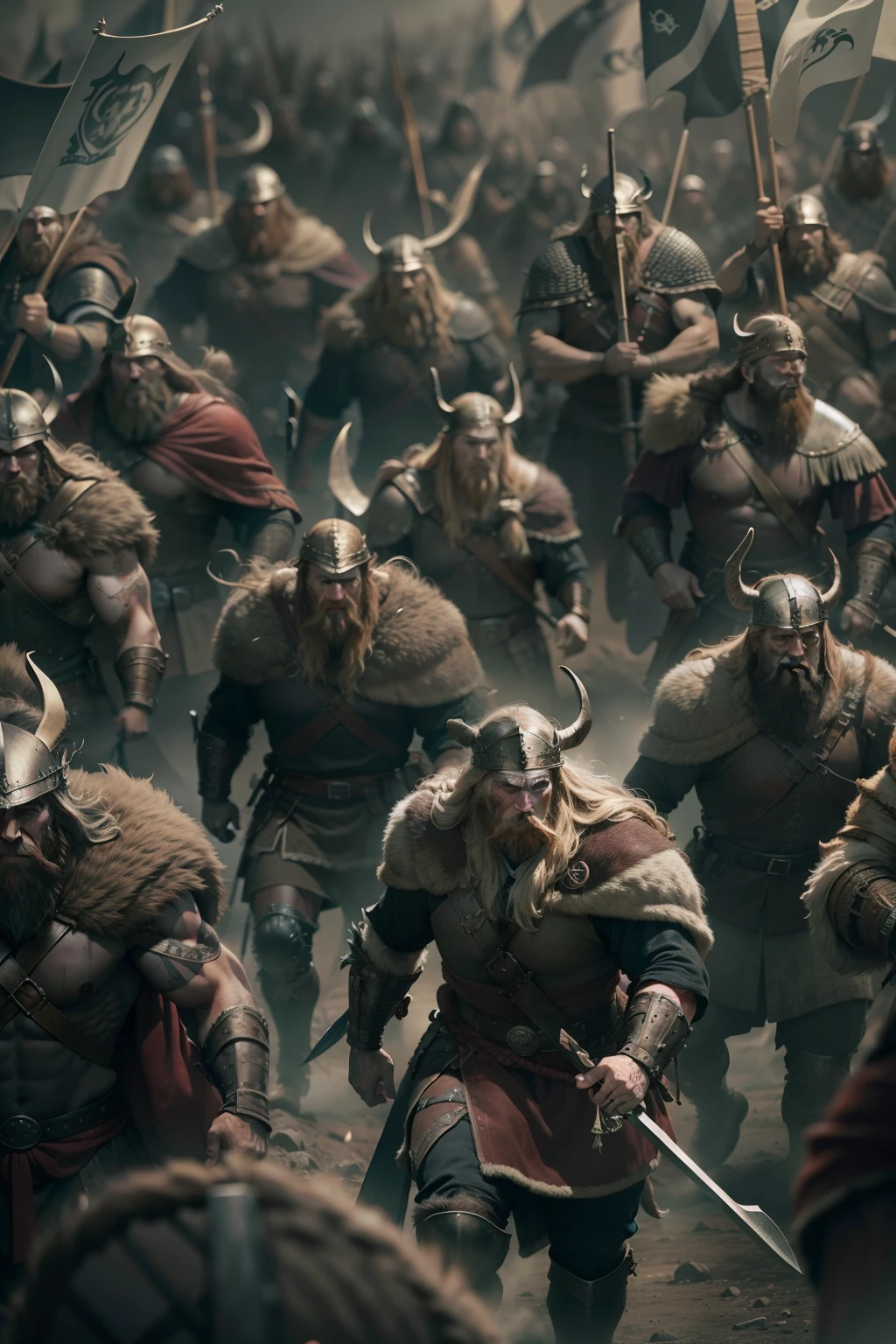 arafed image of a group of men in armor with swords, cinematic widescreen shot, by Karel Havlíček, rows of razor sharp teeth, 3d cinematic lighting, inspired by István Szőnyi, rain of blood, standing on the field of battle, by Ivan Meštrović, orcs, promotional render