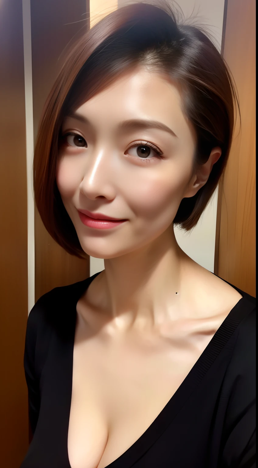 home tutor、Woman in suit、Shorthair、(Colossal tits:1.3)、(​masterpiece、top-quality)、((40 year old woman:1.2))、Young adorable Japan face, dewy skin, Soft portrait shots,8K,、very extremely beautiful、no bra