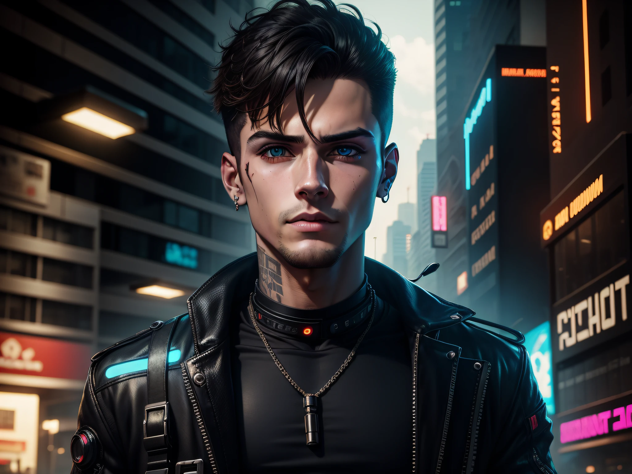 Change cyberpunk handsome boy surreal