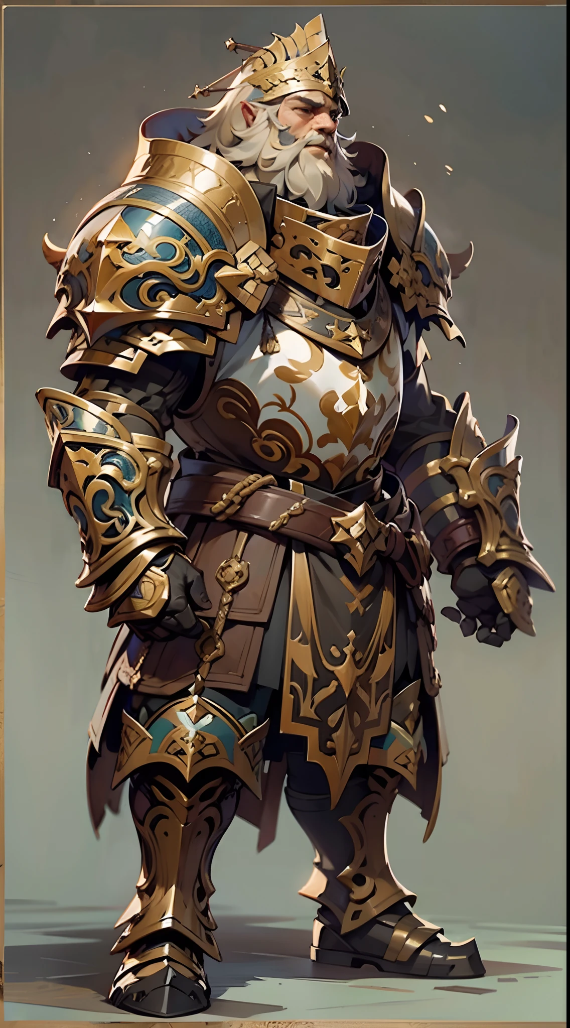 Game character design，holy paladin，Quaint and heavy armor wraps the entire body，shelmet，Holding a stout and ornate scepter，heavy boots，（Full-body side：1.4），Lateral face，solid color backdrop，clean backdrop，depth of fields，high light，Real light，Ray traching，oc rendered，Hyper-realistic，best qualtiy，8K，Works of masters，super-fine，Detailed pubic hair，Correct anatomy，Bokeh，Facial features are carefully depicted