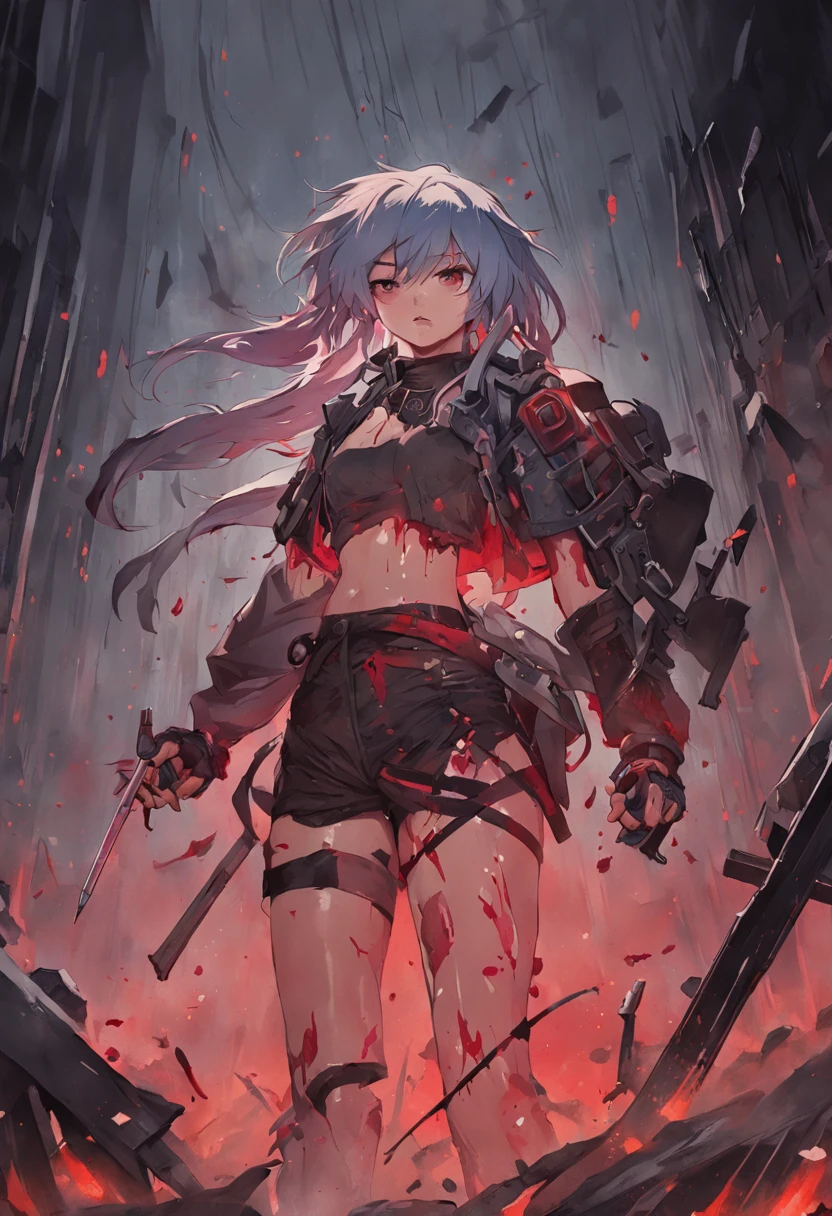 (Outstanding picture quality),(tmasterpiece),(Beautiful computer graphics),(((Detailed image of the face)),(All teammates died,All that remains is their own heroic and stubborn resistance)full bodyesbian, 8K,tmasterpiece,illustartion,messy hair, (Carefully depict the eyes),full bodyesbian(Carefully depict the body),Raging Fire,Perverted Woman,swat,Abandoned by gangsters in a vacant lot,Offended expression on his face,Knee pads,Blue hair,G-обложка,Black Fighting Uniform,Black combat pants,bodyarmor,Tactical headsets,Tactical training boots,Bloody hair,Knee pads,bracers,Ankle pads,elbow pads,Blood in the corners of the mouth,The right shoe is worn out,The socks are also torn,Bruised foot,His legs were covered with bloody bandages,He received 14 blows to his left leg,Shot in the right leg,Fractures of both legs,Left shoulder ligament rupture,Inserted into the back with a knife,Shot 8 times in the back(Save the wound with a machete)(Blood is poured over a large area of the wound)Look directly into the camera,covered in blood!!!bloods!bloods!bloods!bloods!gallant,They pierced the stomach with 4 bayonets and pushed them away,He also fired 9 shots in a row in the stomach, (Save all wounds,roto,stained with blood)battle damage,defeat,Gun in hand,A shattered head disrupted blood flow,The whole body was covered with bloody footprints, drawn with a whip!bloods!bloods!bloods!bloods!covered in blood!covered in blood!covered in blood!Snow field,Fresh everywhere
