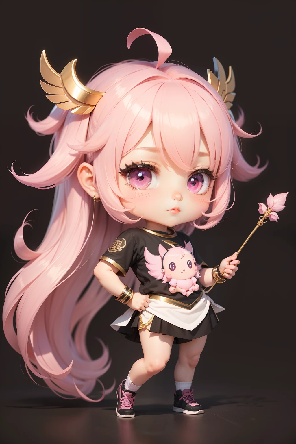 mascot, logo, Greek God, Eros, chibi, color dark pink