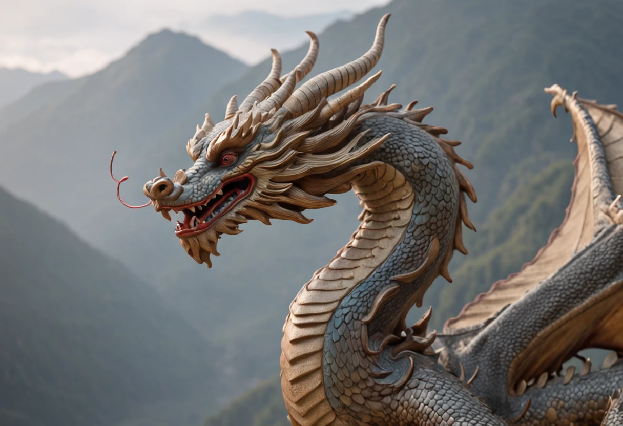 cinematic photo (winter day ),majestic dragon,swirling clouds, powerful scales, and fiery breath,Resting on a diagonal,waning light . 35mm photograph, film, bokeh, professional, 4K, highly detailed、gold