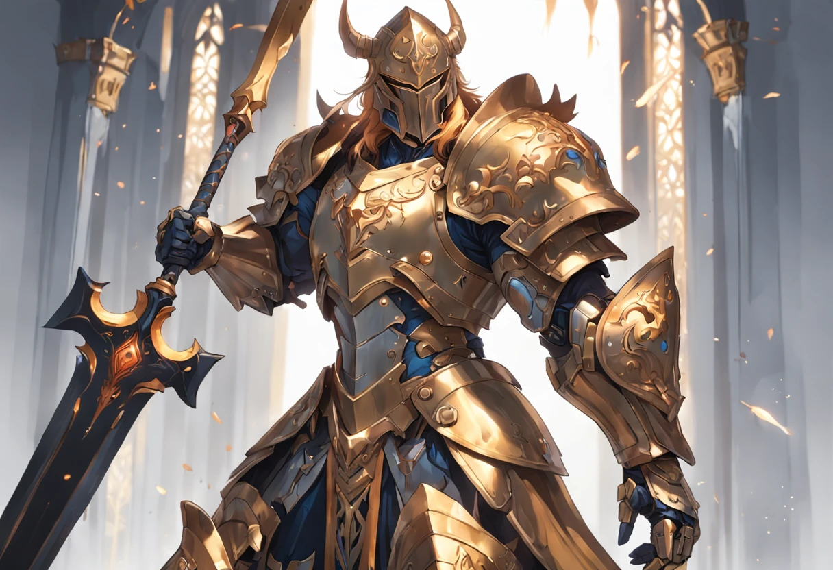 Game character design,holy paladin,Quaint and heavy armor wraps the entire body,shelmet,Holding a stout and ornate scepter,heavy boots,Different perspectives,(full bodyesbian:1.4),solid color backdrop,clean backdrop,depth of fields,high light,Real light,Ray traching,oc rendered,Hyper-realistic,best qualtiy,8K,Works of masters,super-fine,Detailed pubic hair,Correct anatomy,