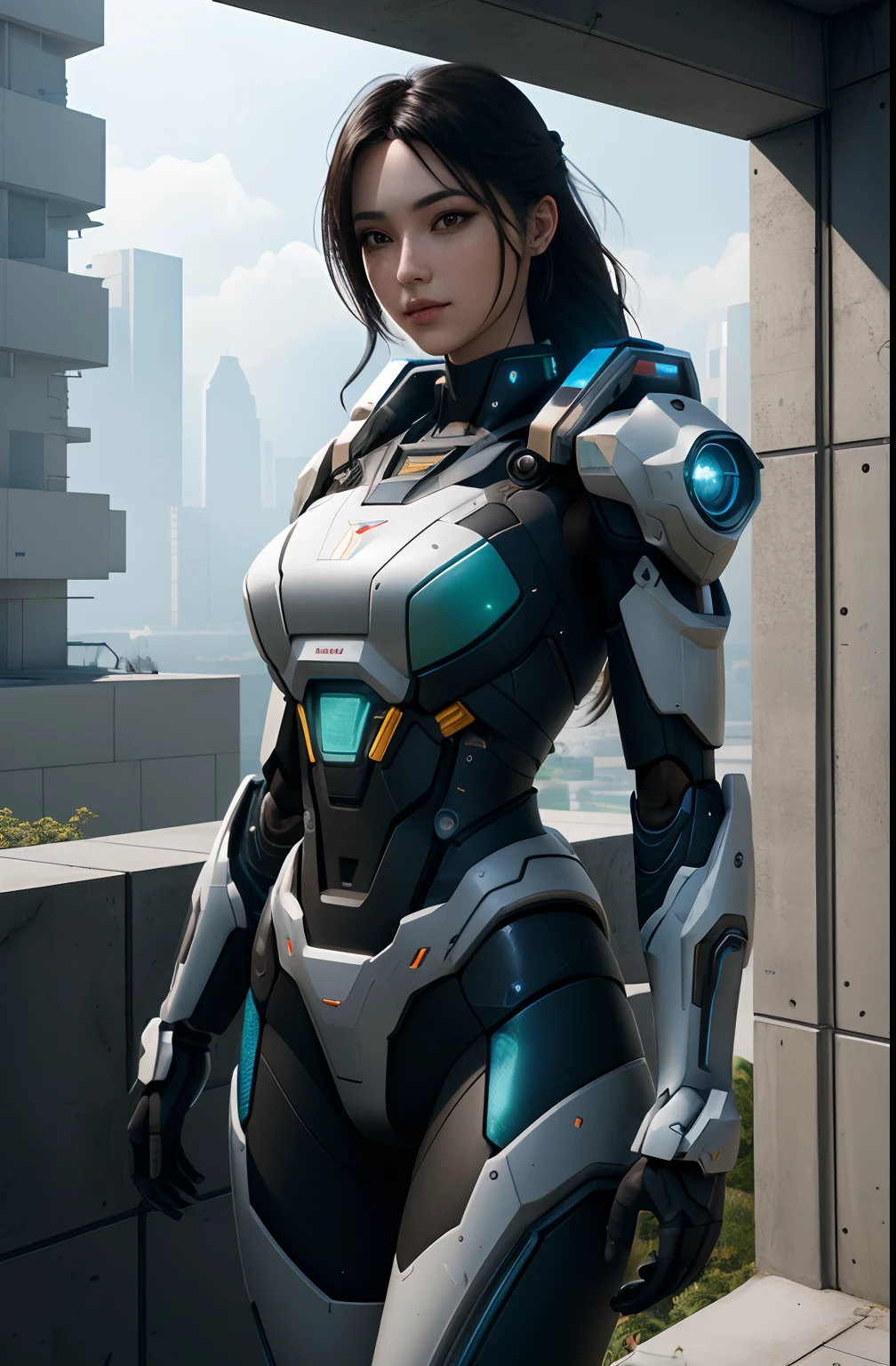 ((Best quality)), ((masterpiece)), (highly detailed:1.3), 3D,Shitu-mecha, beautiful cyberpunk women with her mecha in the ruins of city from a forgoten war, ancient technology,HDR (High Dynamic Range),Ray Tracing,NVIDIA RTX,Super-Resolution,Unreal 5,Subsurface scattering,PBR Texturing,Post-processing,Anisotropic Filtering,Depth-of-field,Maximum clarity and sharpness,Multi-layered textures,Albedo and Specular maps,Surface shading,Accurate simulation of light-material interaction,Perfect proportions,Octane Render,Two-tone lighting,Low ISO,White balance,Rule of thirds,Wide aperature,8K RAW,Efficient Sub-Pixel,sub-pixel convolution,luminescent particles,light scattering,Tyndall effect