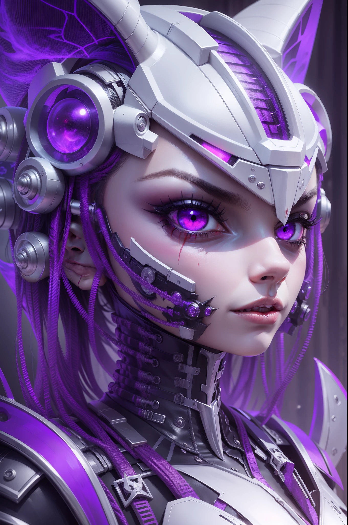 Lady vampire, an image of a beautiful cyberpunk preteen Mila Kunis goth robot. Satanic, scream, scary, roar, grin, sharp teeth,red eyes, bloodshot eyes, face full of cuts and blood , elf ears, fire,bloody demon skulls with red eyes, , bloodhell, bloody circle,bats, bloody face, Satanic horn, black lips, baphomet, hell fire, Gothic, 8k quality, realistic, raw photo,blood bloood