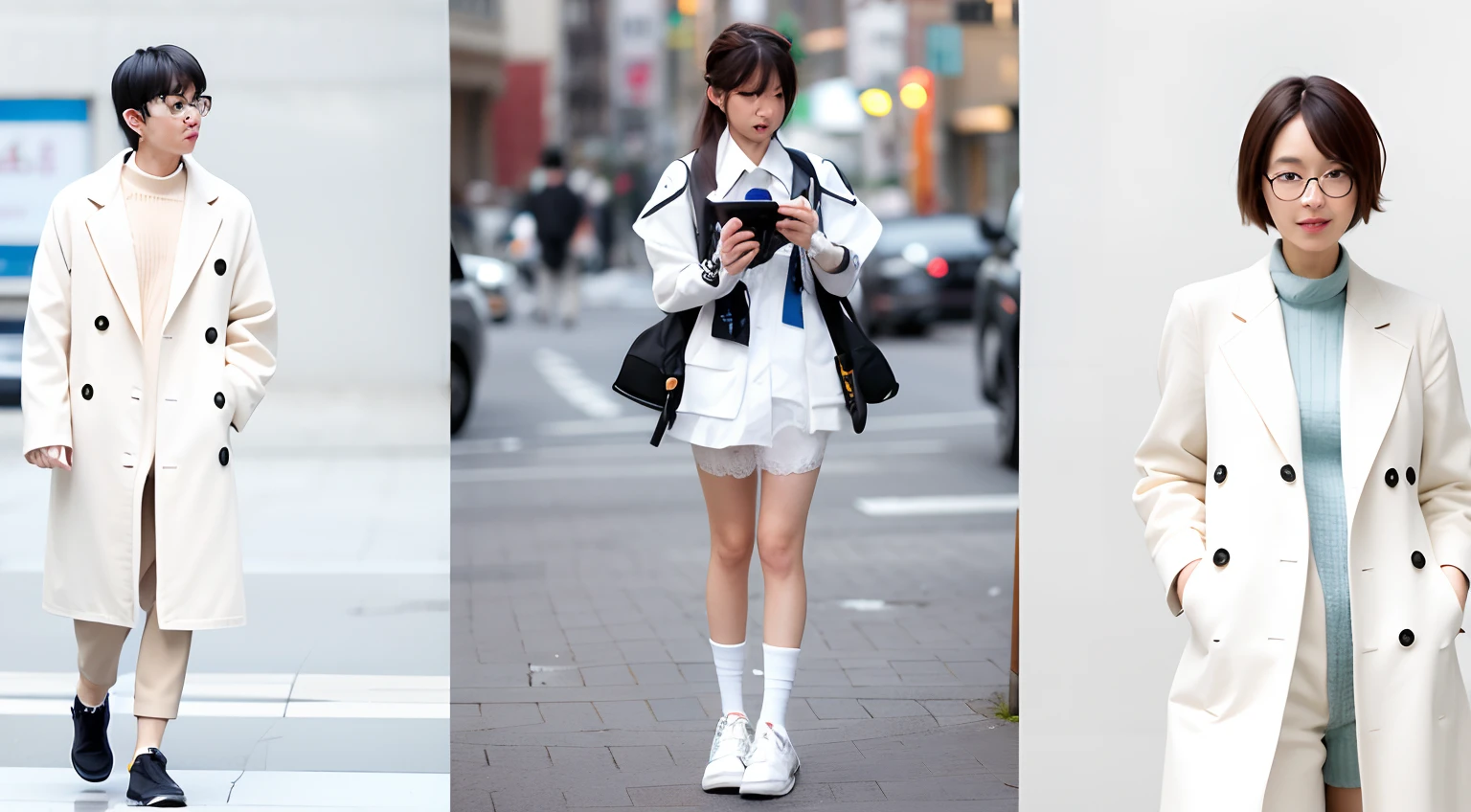 Wearing a white coat、Wear intellectual glasses、Full body like