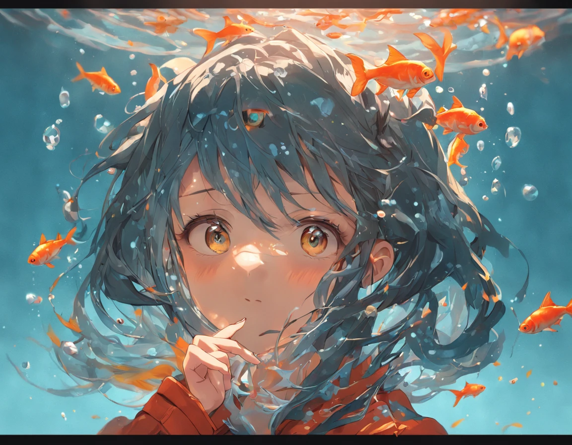 (Adult Spanish woman:1.6), (with a round aquarium on his head full of water and goldfish:1.3) (polyvinyl Jacket With Rivets:1.3), best quality, sunlight, detailed face, gorgeous eyes, realistic skin details, high quality, seen from below, romantic, high quality, film grain, Cinematic Light, sidelighting, sharp focus